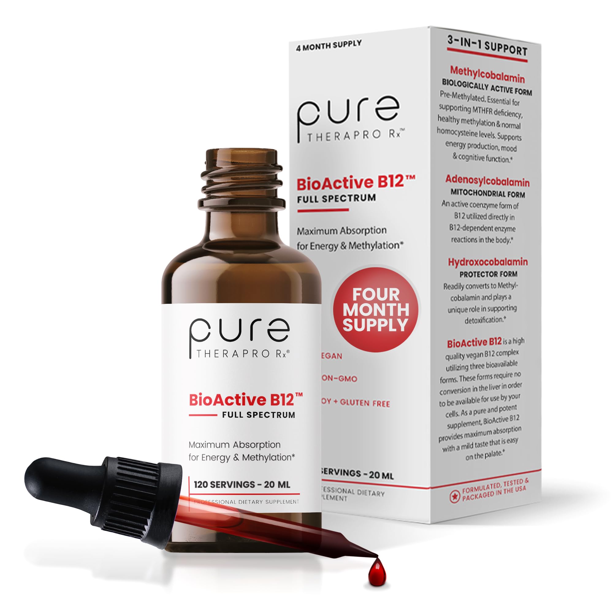 Foto 2 pulgar | Suplemento Pure Therapro Rx Bioactive B12 Metilado, 20 Ml - Venta Internacional.