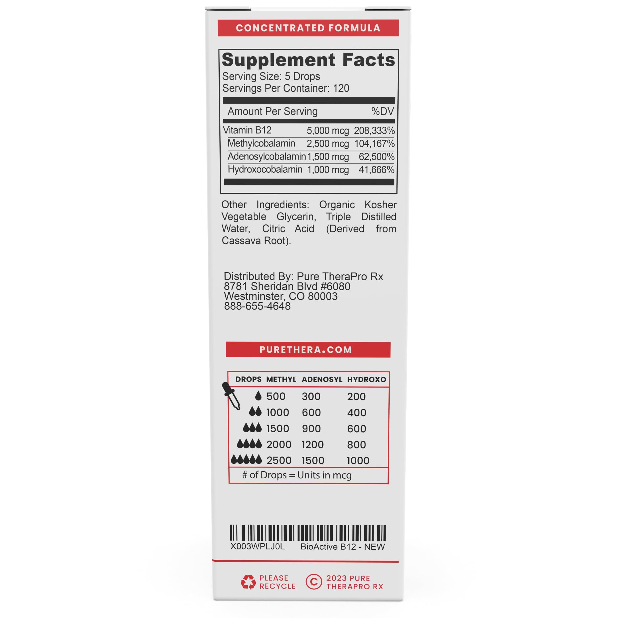 Foto 3 pulgar | Suplemento Pure Therapro Rx Bioactive B12 Metilado, 20 Ml - Venta Internacional.