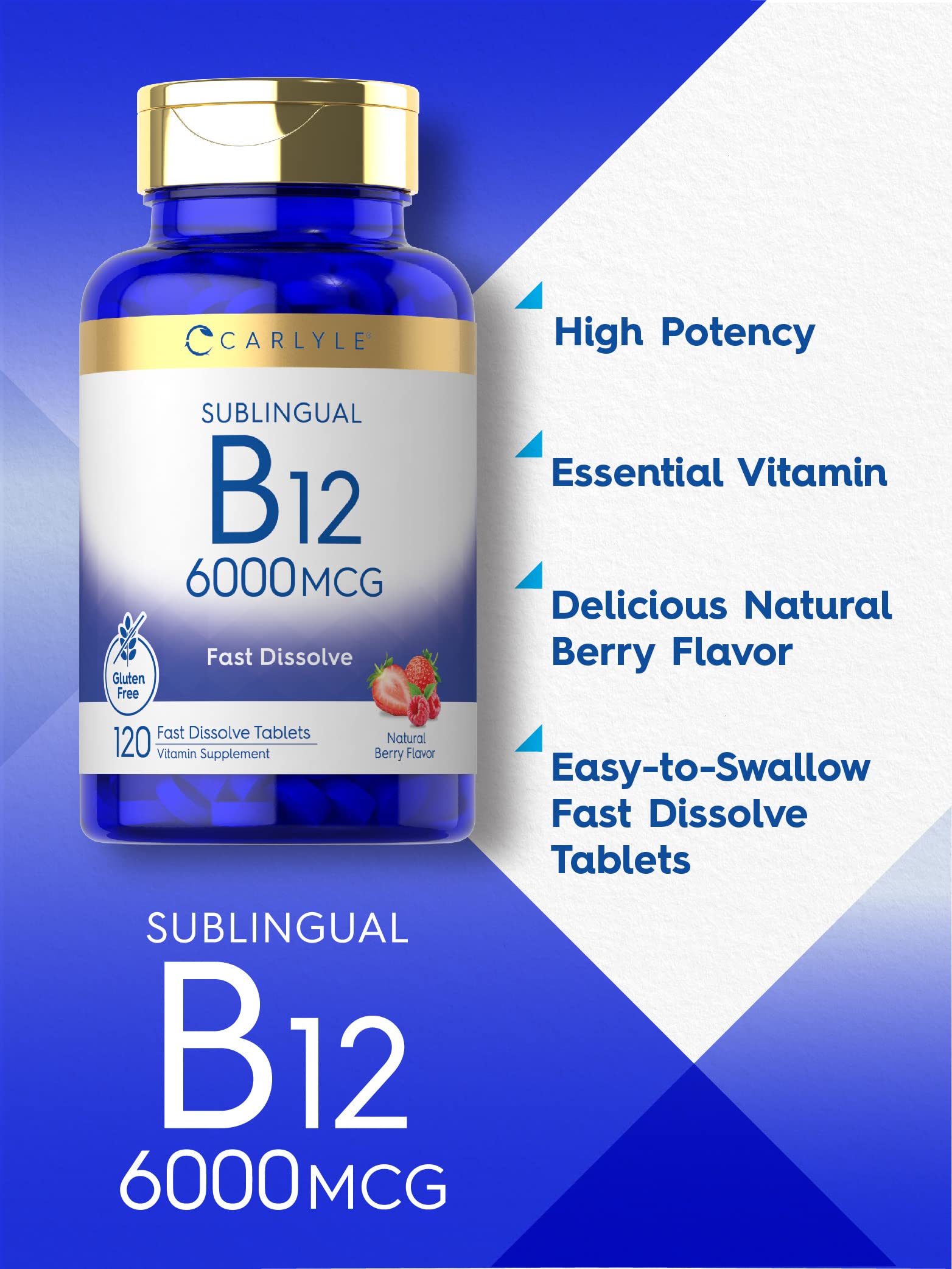 Foto 4 pulgar | Suplemento Carlyle De Vitamina B-12, 6000 Mcg, 120 Tabletas - Venta Internacional.