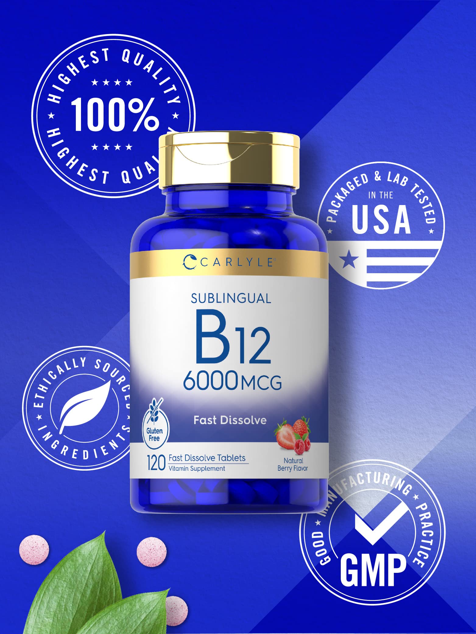 Foto 6 pulgar | Suplemento Carlyle De Vitamina B-12, 6000 Mcg, 120 Tabletas - Venta Internacional.