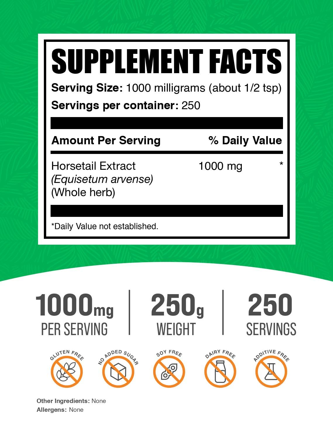 Foto 3 pulgar | Suplemento Bulksupplements.com Extracto De Cola De Caballo En Polvo 250 G - Venta Internacional.