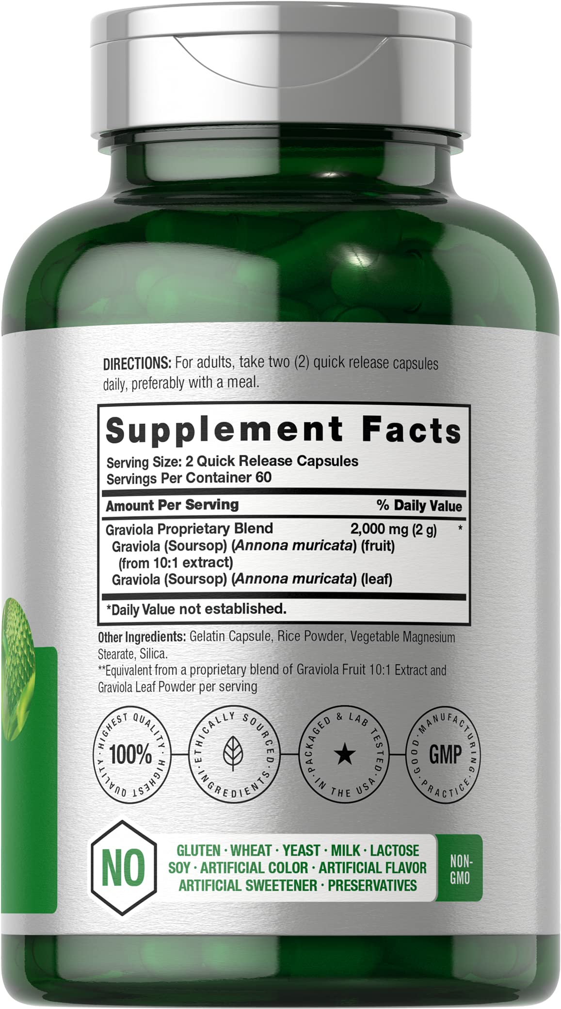 Foto 2 | Suplemento De Extracto De Graviola Horbäach 2000 Mg 120 Cápsulas - Venta Internacional.