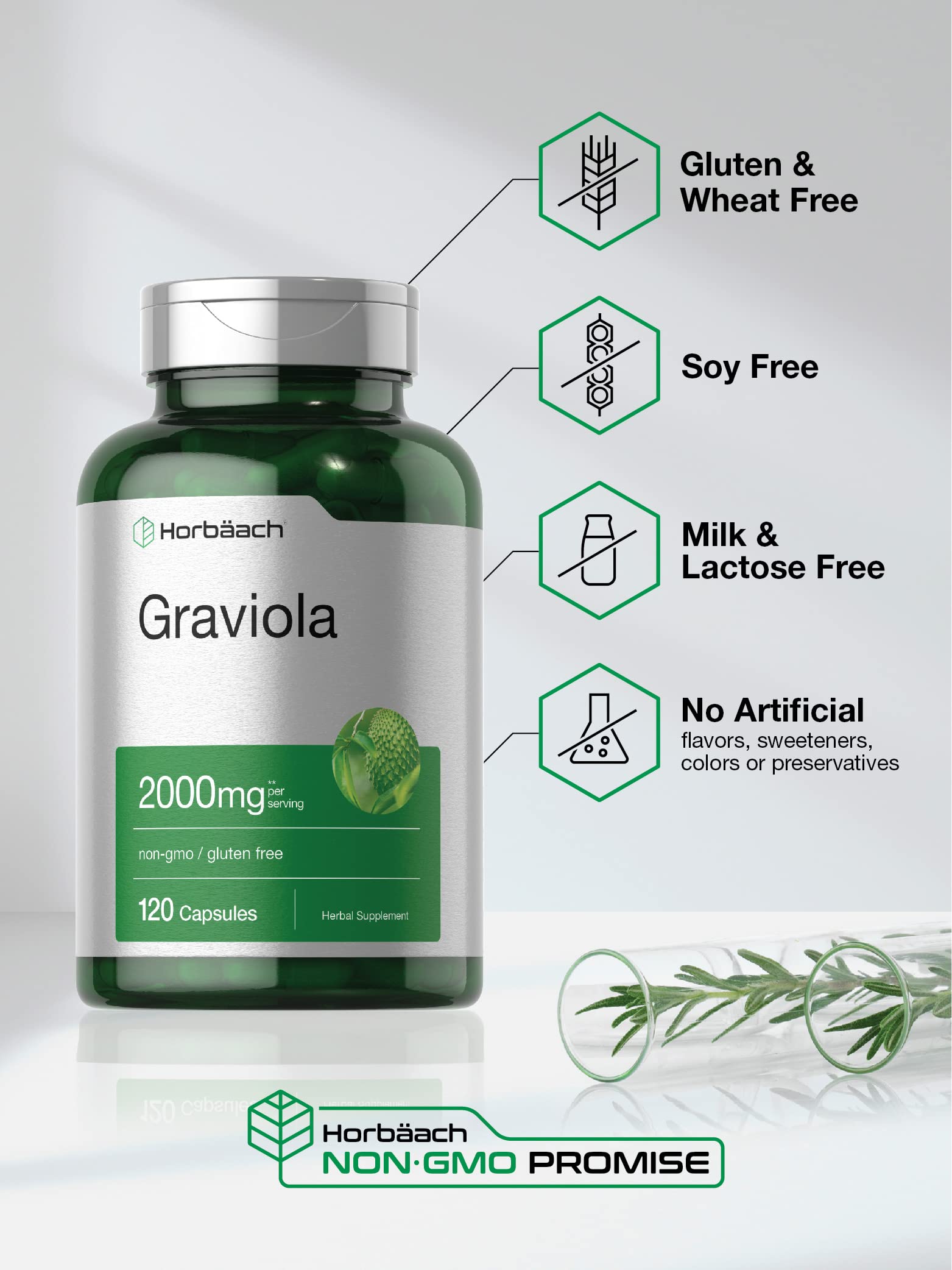 Foto 5 pulgar | Suplemento De Extracto De Graviola Horbäach 2000 Mg 120 Cápsulas - Venta Internacional.