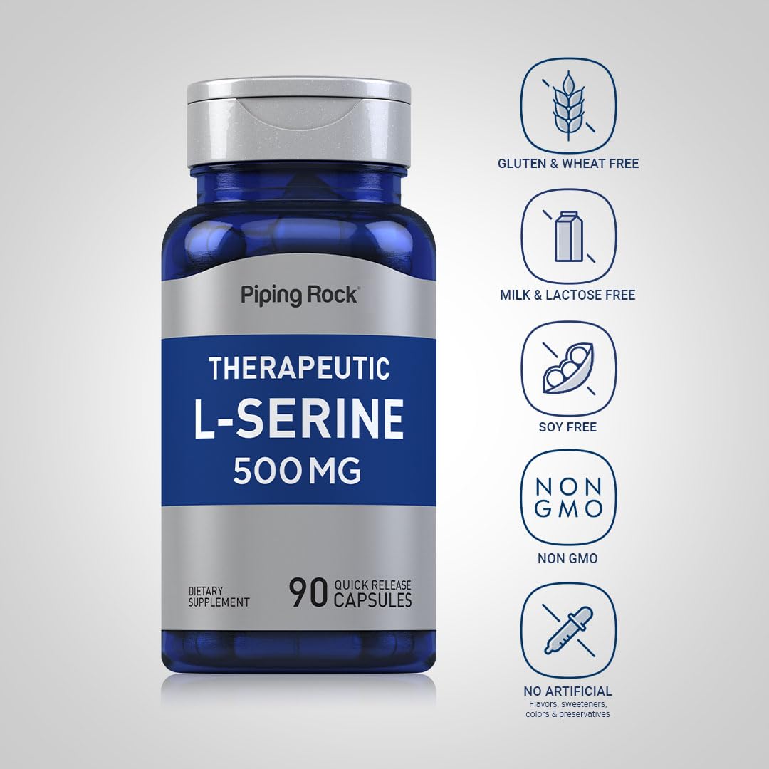 Foto 3 | Suplemento Piping Rock L-serina 500 Mg 90 Cápsulas - Venta Internacional.