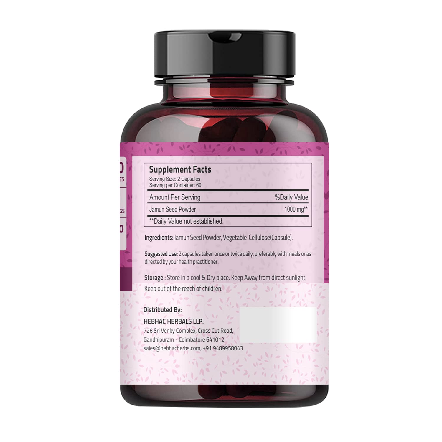 Foto 4 pulgar | Suplemento Ireya Ayurveda Jamun Seed 1000 Mg (120 Cápsulas) - Venta Internacional.