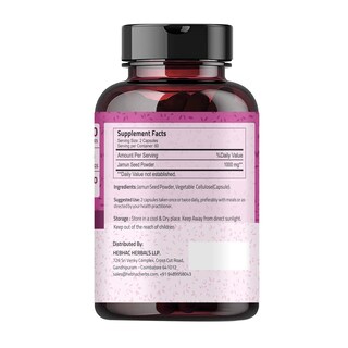 Foto 3 | Suplemento Ireya Ayurveda Jamun Seed 1000 Mg (120 Cápsulas) - Venta Internacional.
