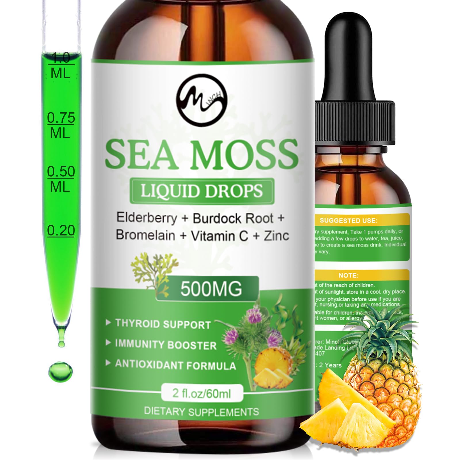 Foto 8 pulgar | Gotas Líquidas Supplement M Inch Sea Moss De 60 Ml Con Saúco - Venta Internacional.