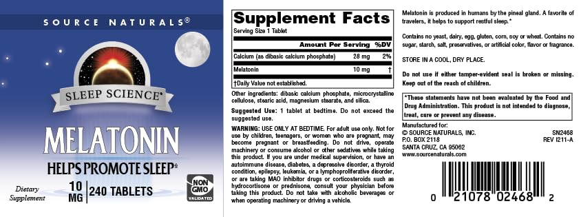 Foto 5 pulgar | Supplement Source Naturals Sleep Science Melatonina 10 Mg - Venta Internacional.