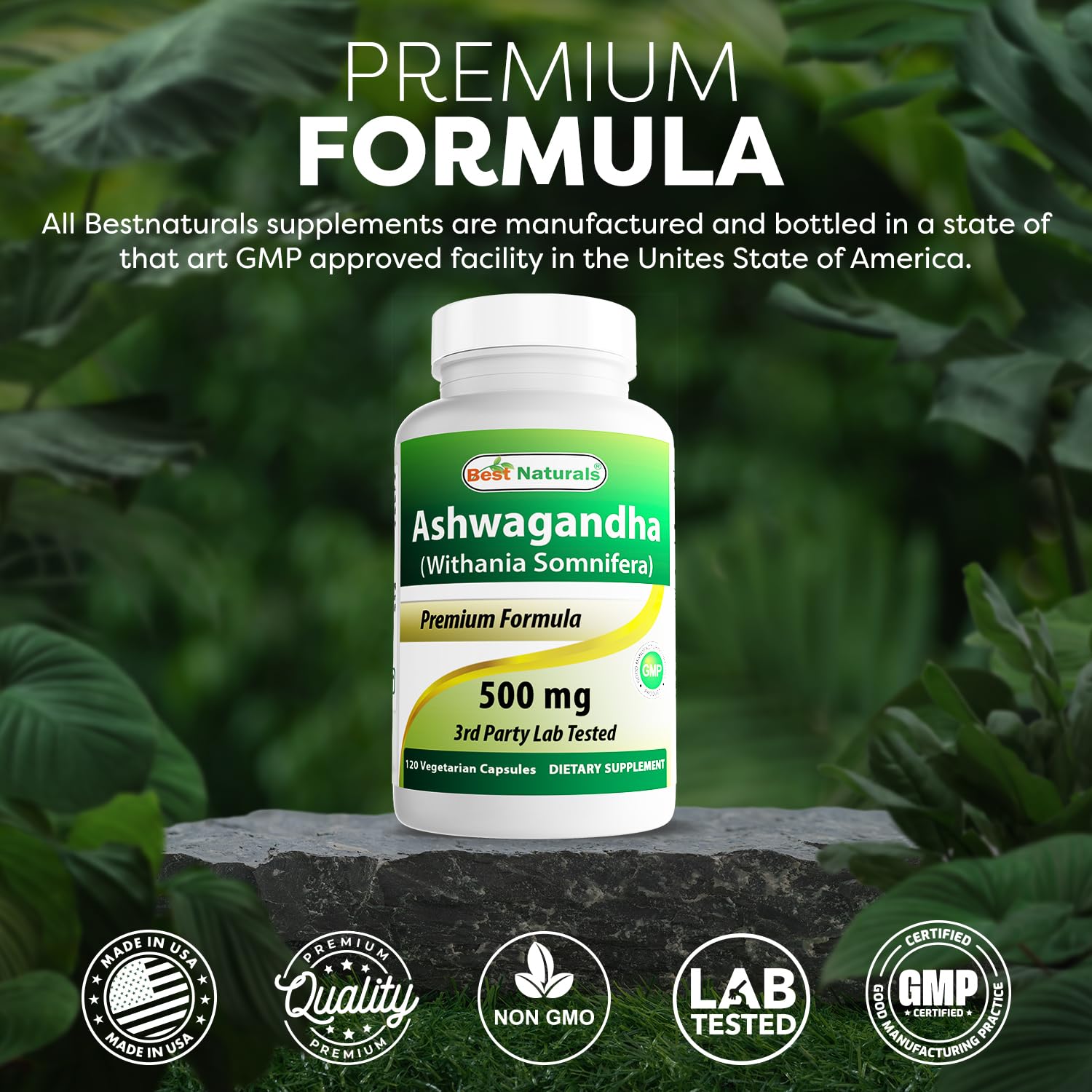 Foto 5 | Extracto De Ashwagandha Supplement Best Naturals 500 Mg X 120 Cápsulas - Venta Internacional.