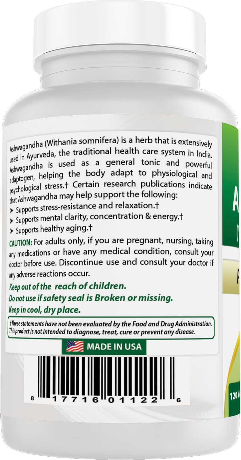 Foto 8 pulgar | Extracto De Ashwagandha Supplement Best Naturals 500 Mg X 120 Cápsulas - Venta Internacional.