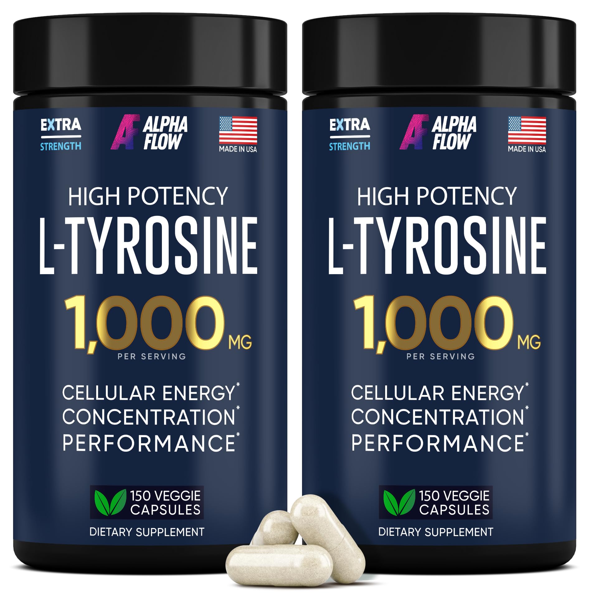 Foto 1 | [suplemento] Cápsulas Alpha Flow De L-tirosina De 1000 Mg (2 X 300) - Venta Internacional.