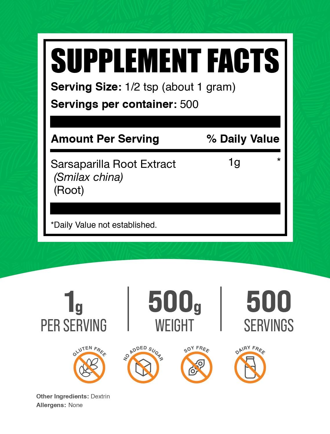 Foto 3 pulgar | Suplemento Bulksupplements.com Extracto De Raíz De Zarzaparrilla 500 G - Venta Internacional.