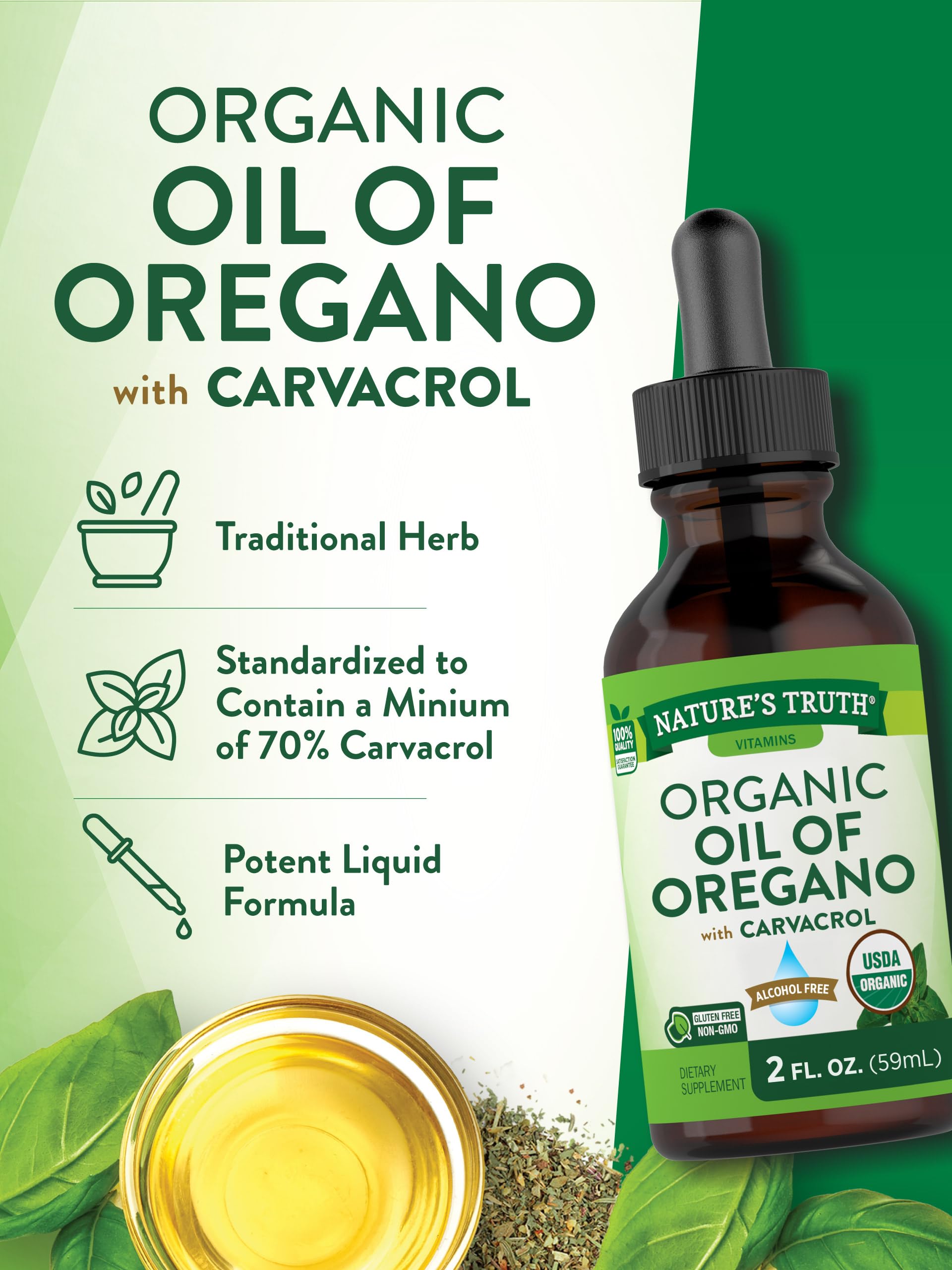 Foto 5 pulgar | Suplemento De Aceite De Orégano Orgánico Nature's Truth, 60 Ml - Venta Internacional.
