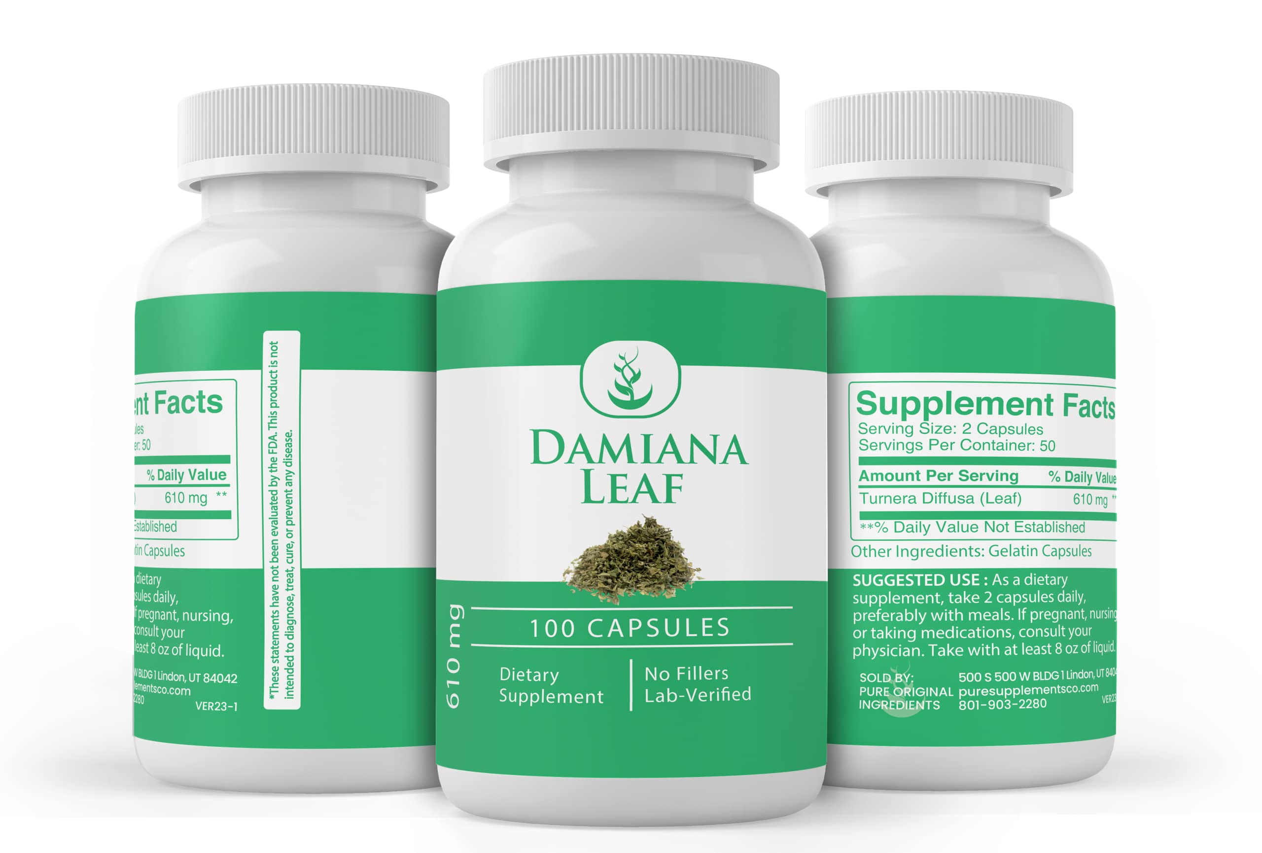 Foto 5 pulgar | Suplemento Dietético Ingredientes Originales Puros Hoja De Damiana 100 Cápsulas - Venta Internacional.
