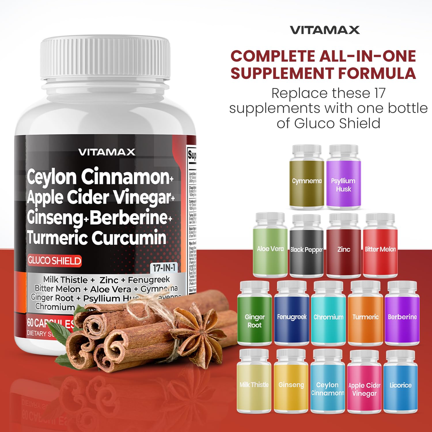Foto 4 | Suplemento Vitamax Gluco Health Support 60 Cápsulas - Venta Internacional.
