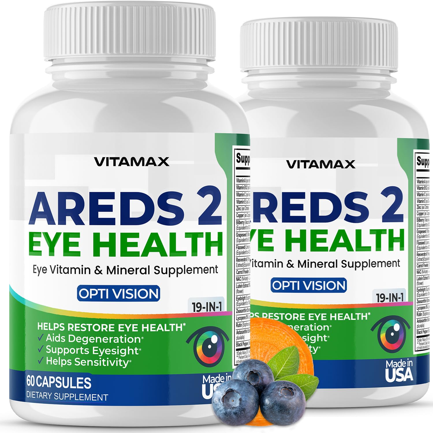 Vitaminas Para Ojos Vitamax Areds 2, Luteína, Zeaxantina, Arándano, 120 Unidades - Venta Internacional.