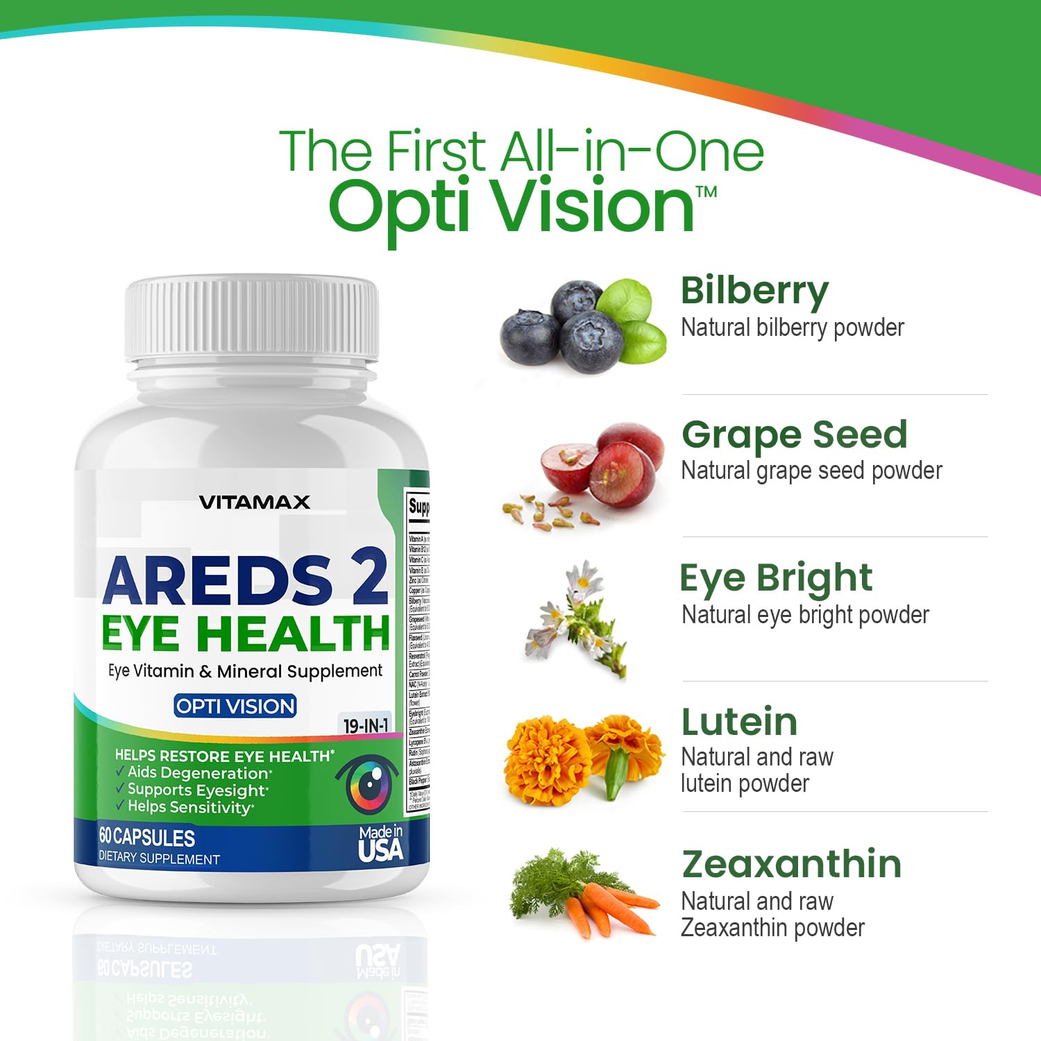 Foto 2 | Vitaminas Para Ojos Vitamax Areds 2, Luteína, Zeaxantina, Arándano, 120 Unidades - Venta Internacional.