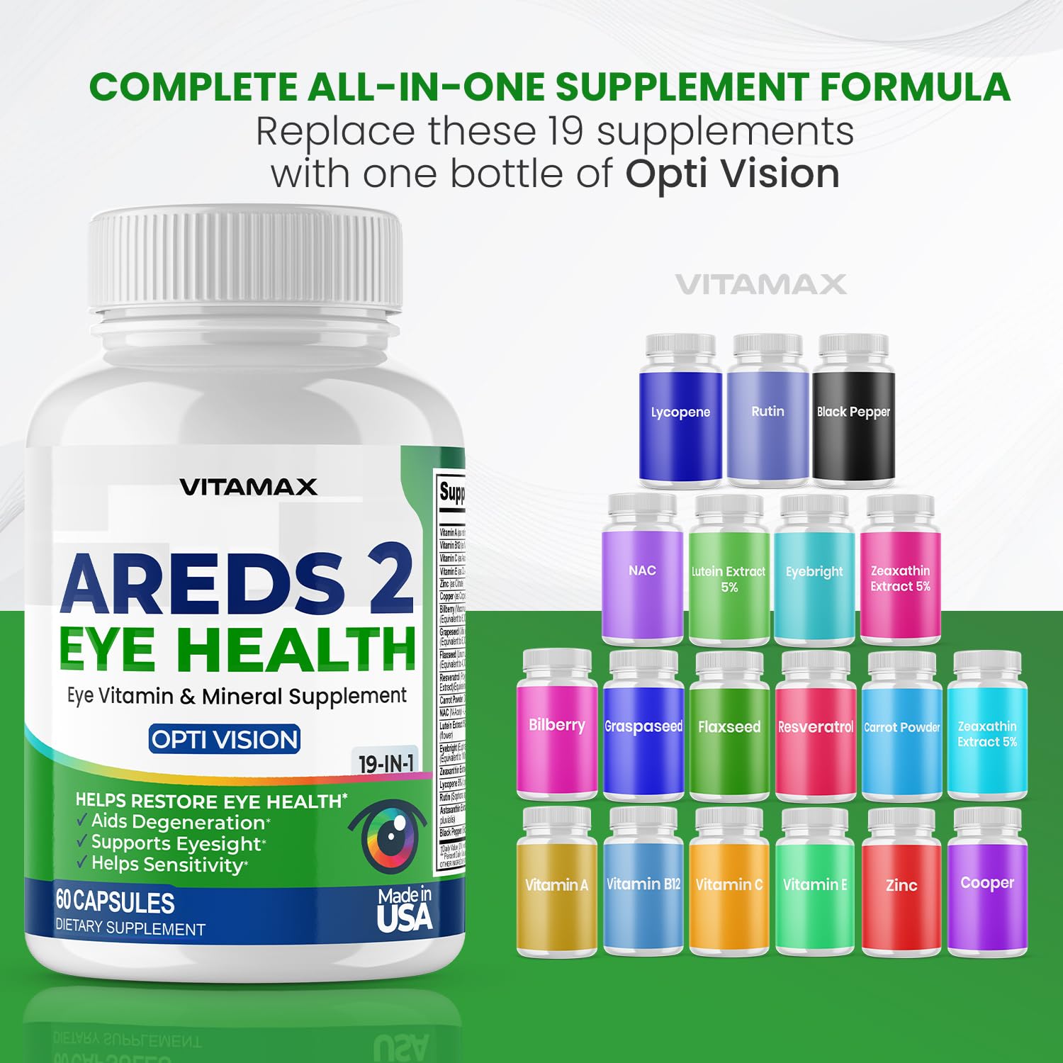 Foto 5 pulgar | Vitaminas Para Ojos Vitamax Areds 2, Luteína, Zeaxantina, Arándano, 120 Unidades - Venta Internacional.