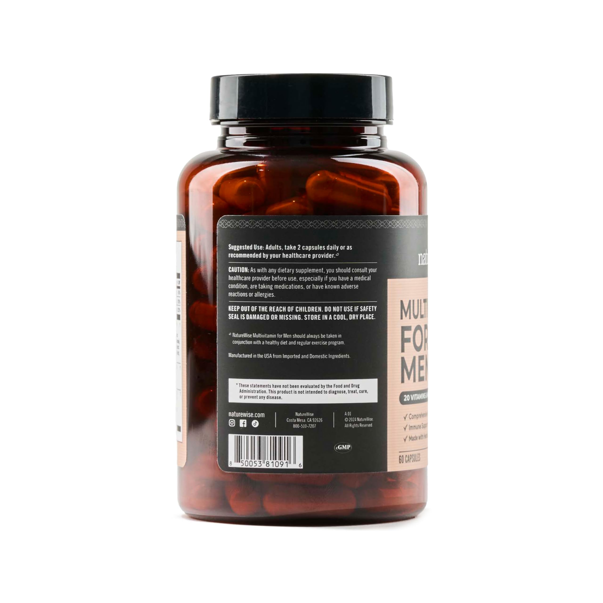 Foto 5 pulgar | Multivitamínico Naturewise Para Hombres De Apoyo Diario 60 Cápsulas - Venta Internacional.