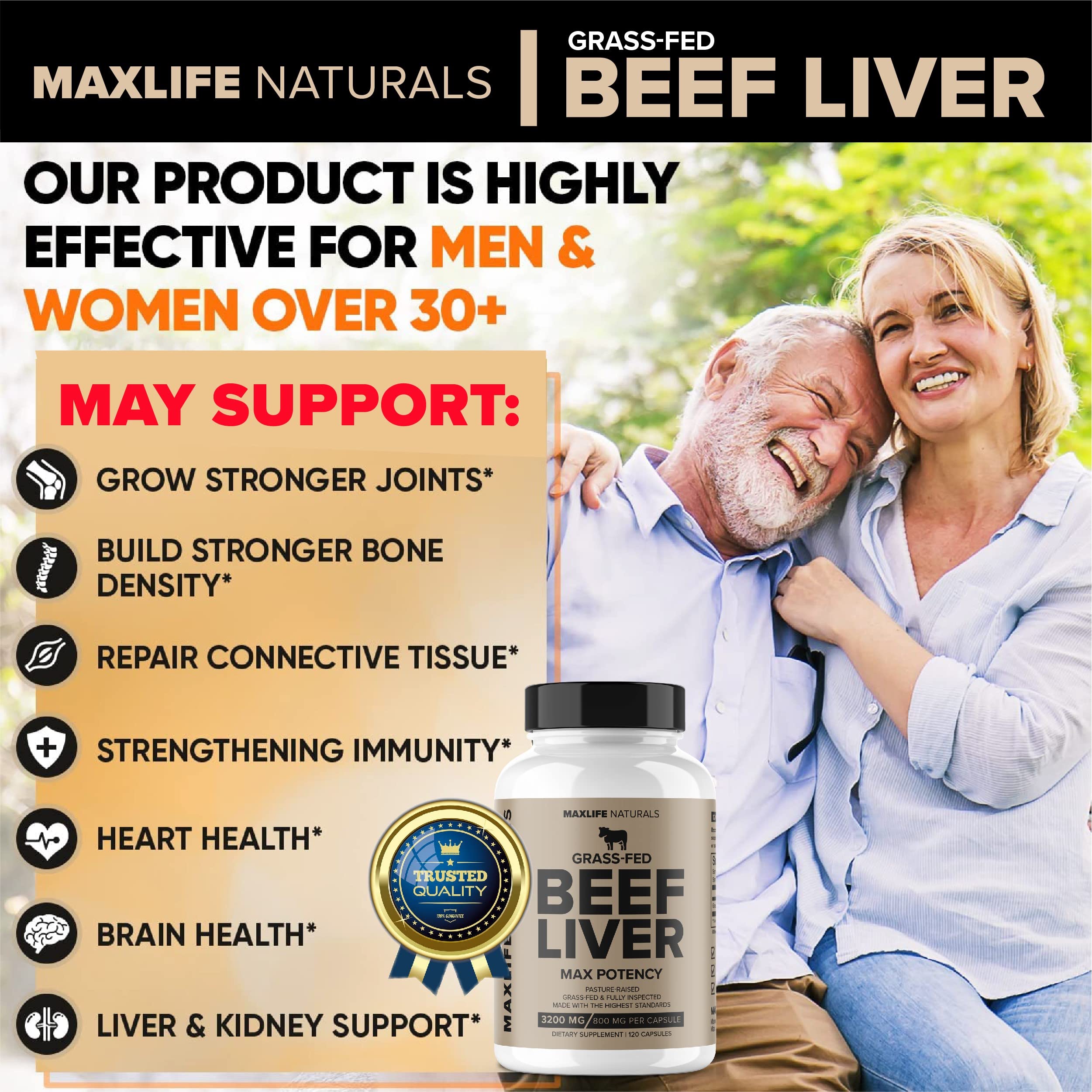 Foto 4 pulgar | Suplemento Maxlife Naturals Hígado De Res Alimentado Con Pasto Desecado - Venta Internacional.