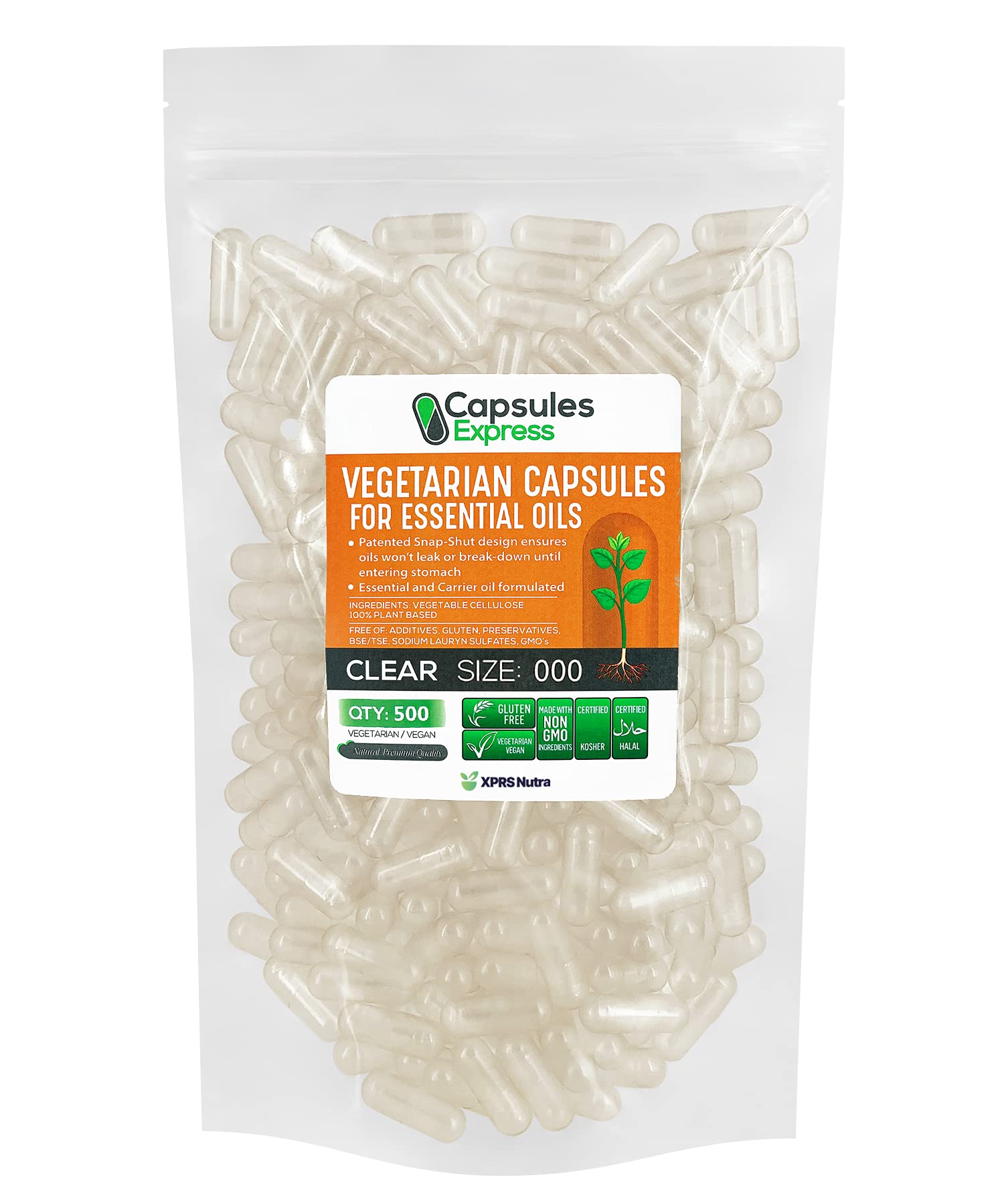 Foto 2 pulgar | Cápsulas Veganas Vacías Xprs Nutra, Tamaño 000, 500 Unidades - Venta Internacional.