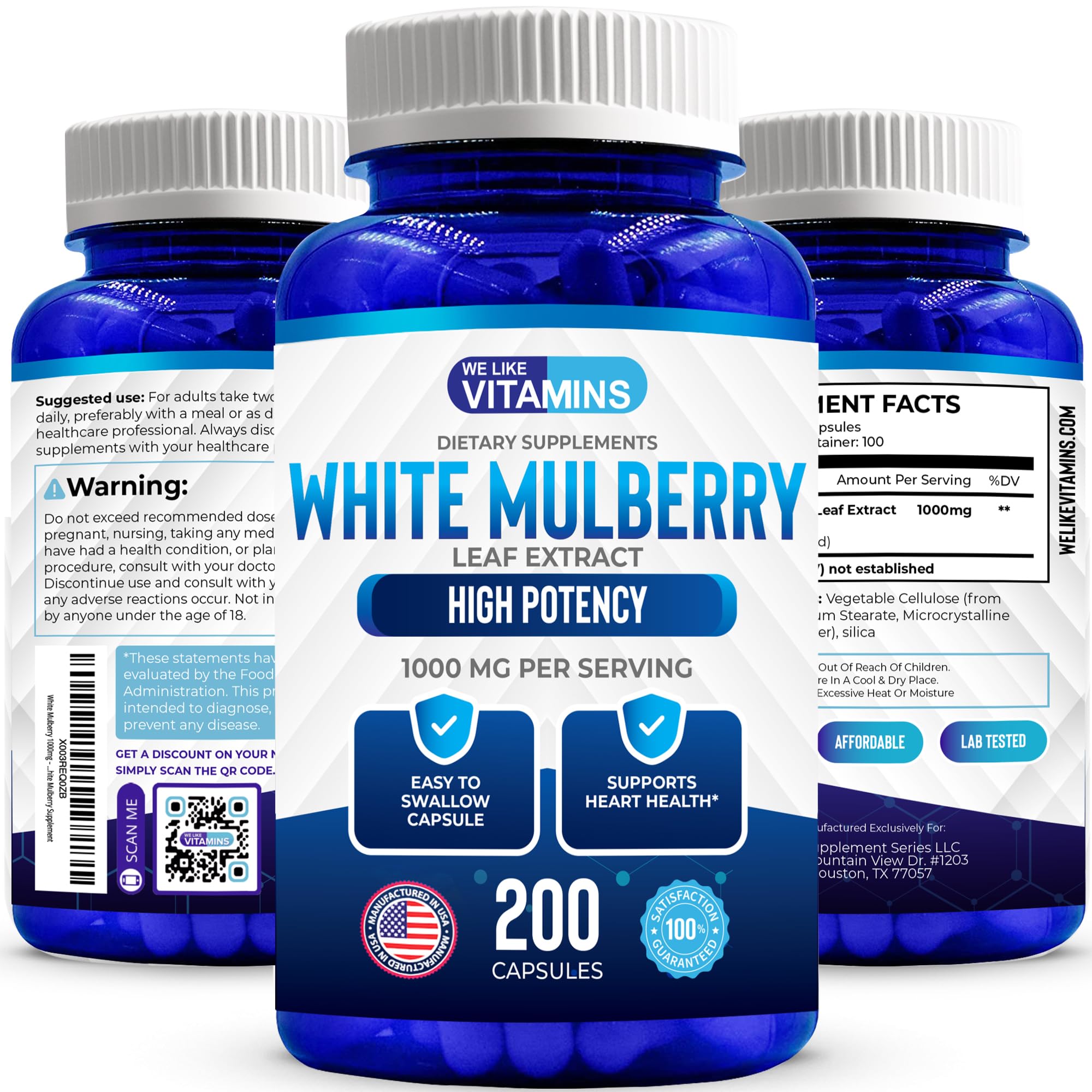 Foto 2 pulgar | Suplemento We Like Vitamins White Mulberry 1000 Mg 200 Cápsulas - Venta Internacional.