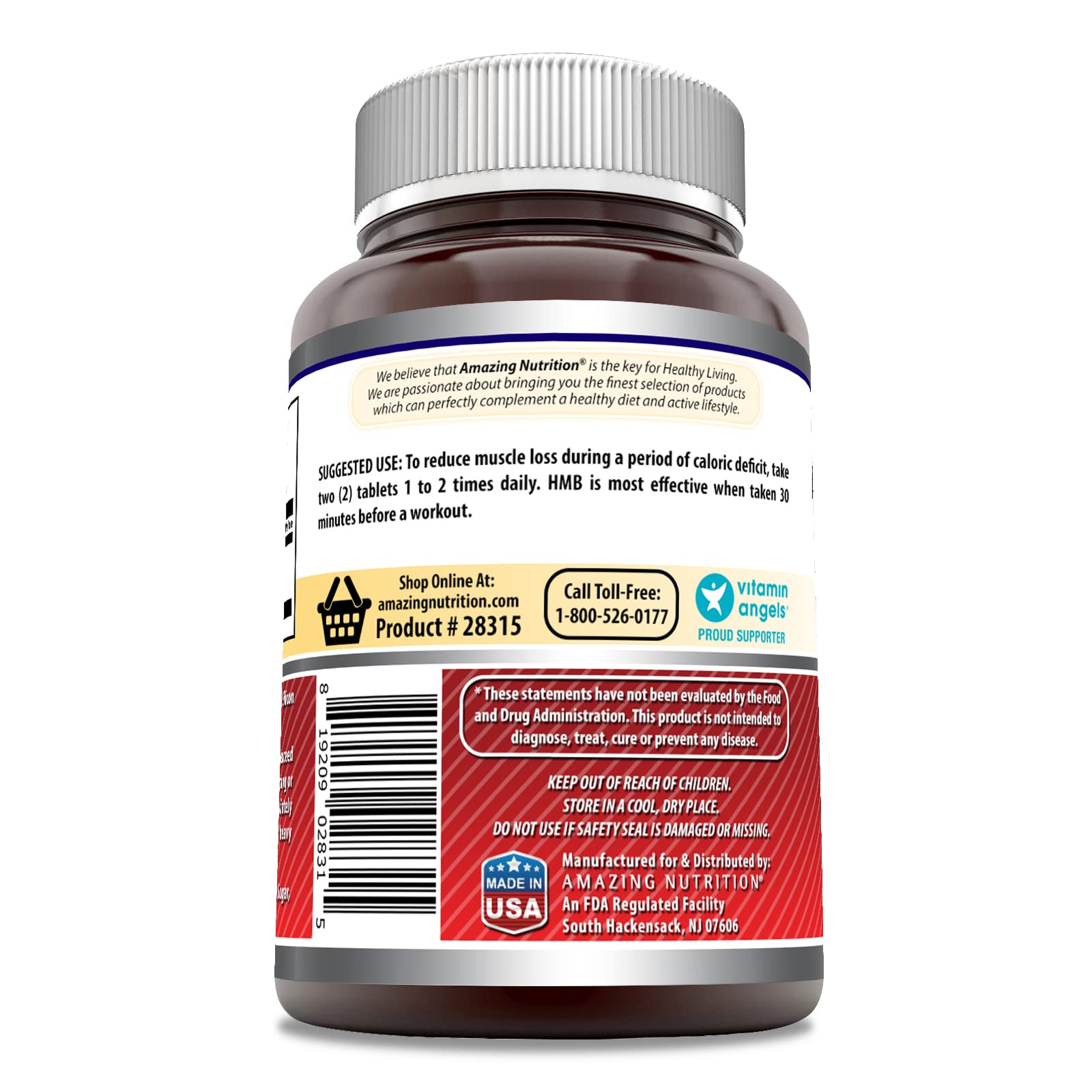 Foto 2 | Suplemento Amazing Formulas Hmb (beta-hidroxi Beta-metilbutirato) 2000 Mg 120 Comprimidos - Venta Internacional.