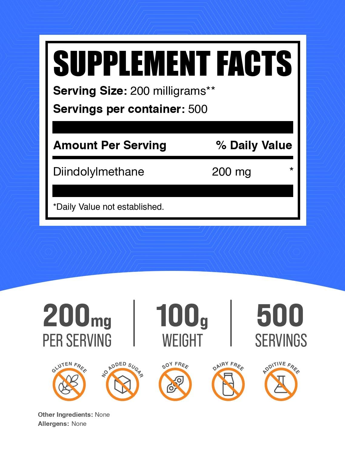 Foto 3 pulgar | Suplemento Bulksupplements.com Dim En Polvo 100 G (200 Mg/porción) - Venta Internacional.