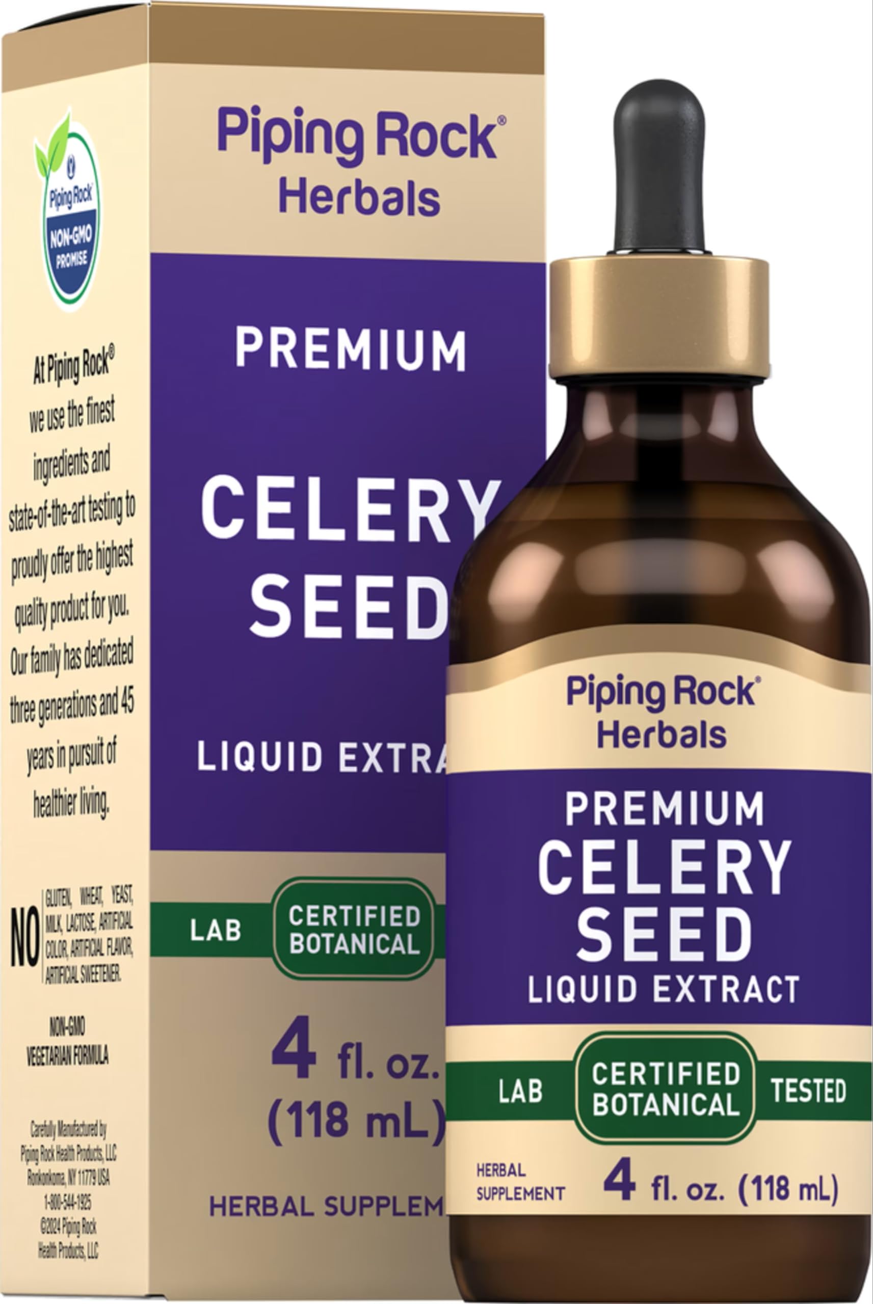 Suplemento De Extracto De Semillas De Apio Piping Rock, 120 Ml, Sin Alcohol - Venta Internacional.