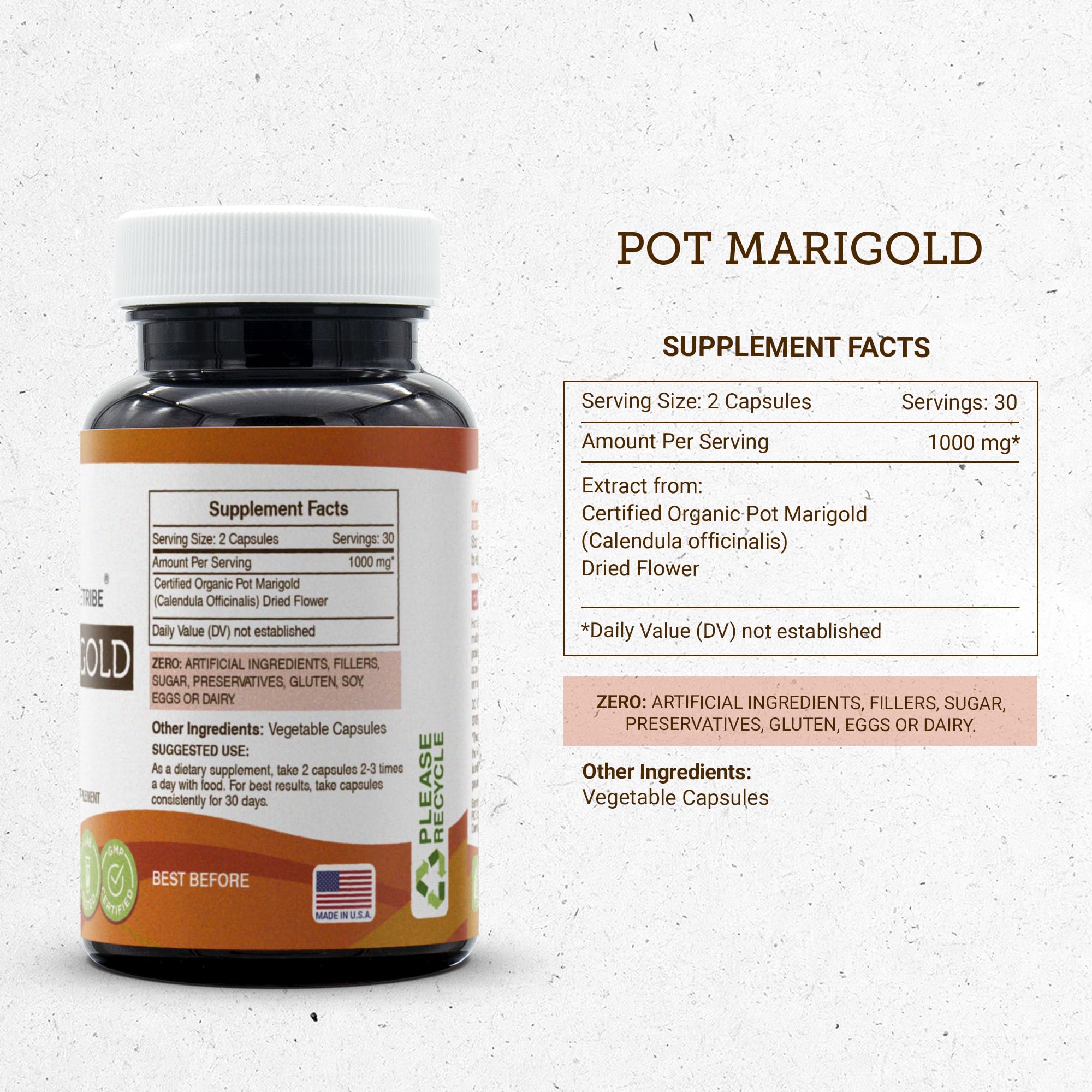 Foto 4 pulgar | Suplemento Secrets Of The Tribe Pot Marigold 60 Cápsulas - Venta Internacional.