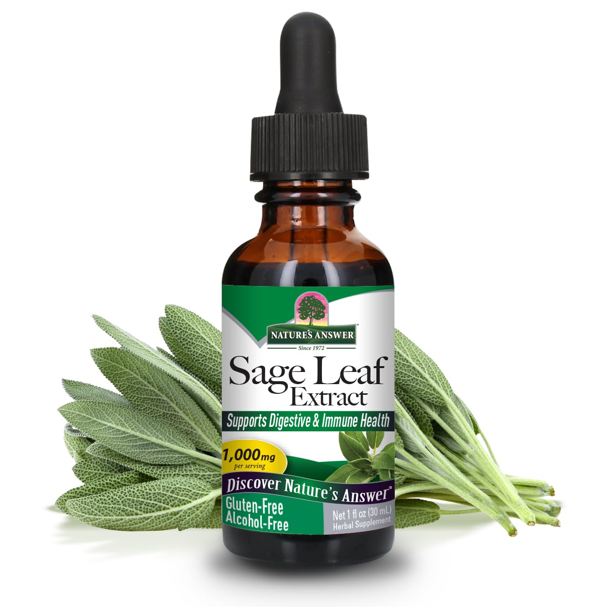 Foto 2 pulgar | Suplemento Nature's Answer Sage Leaf, 30 Ml, Sin Alcohol - Venta Internacional.