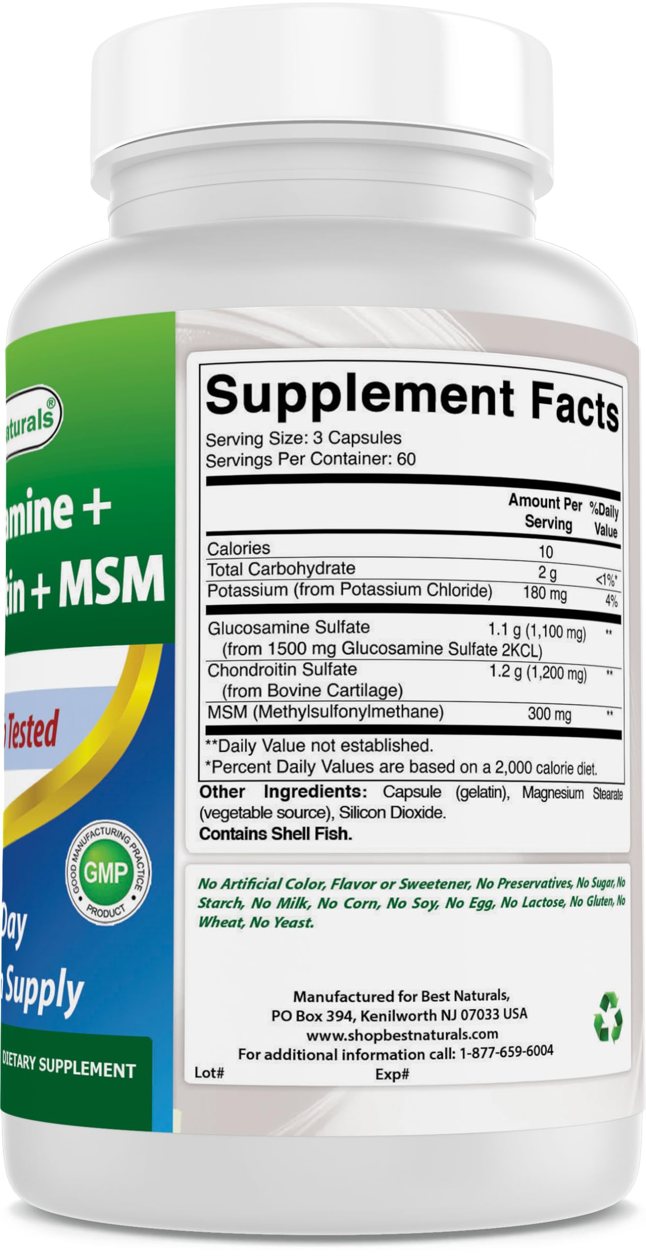Foto 7 pulgar | Suplementos Best Naturals: Glucosamina, Condroitina, Msm, 2600 Mg - Venta Internacional.