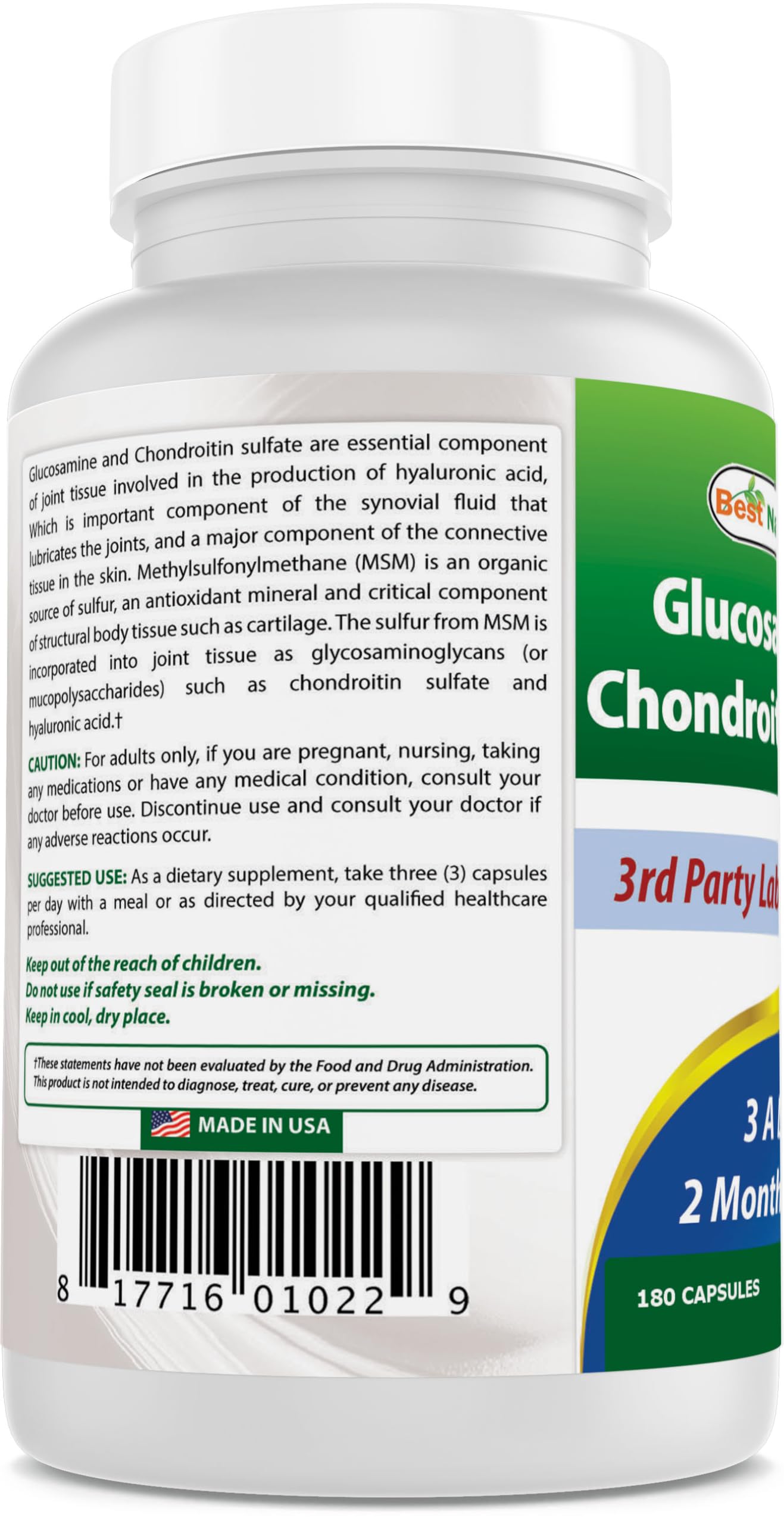 Foto 8 pulgar | Suplementos Best Naturals: Glucosamina, Condroitina, Msm, 2600 Mg - Venta Internacional.