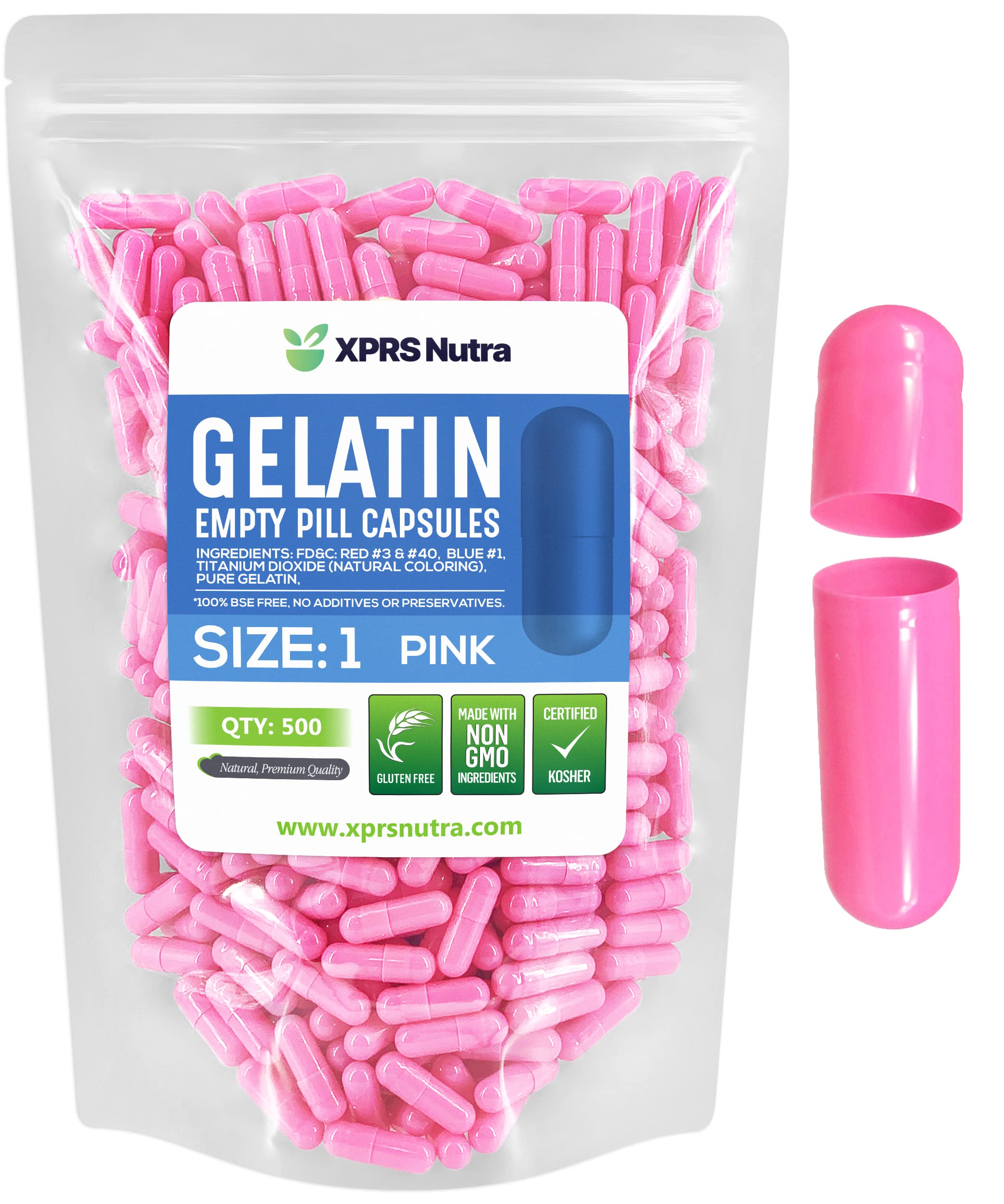 Foto 2 pulgar | Cápsulas Vacías Xprs Nutra, Tamaño 1, 500 Unidades, Gelatina Rosa - Venta Internacional.