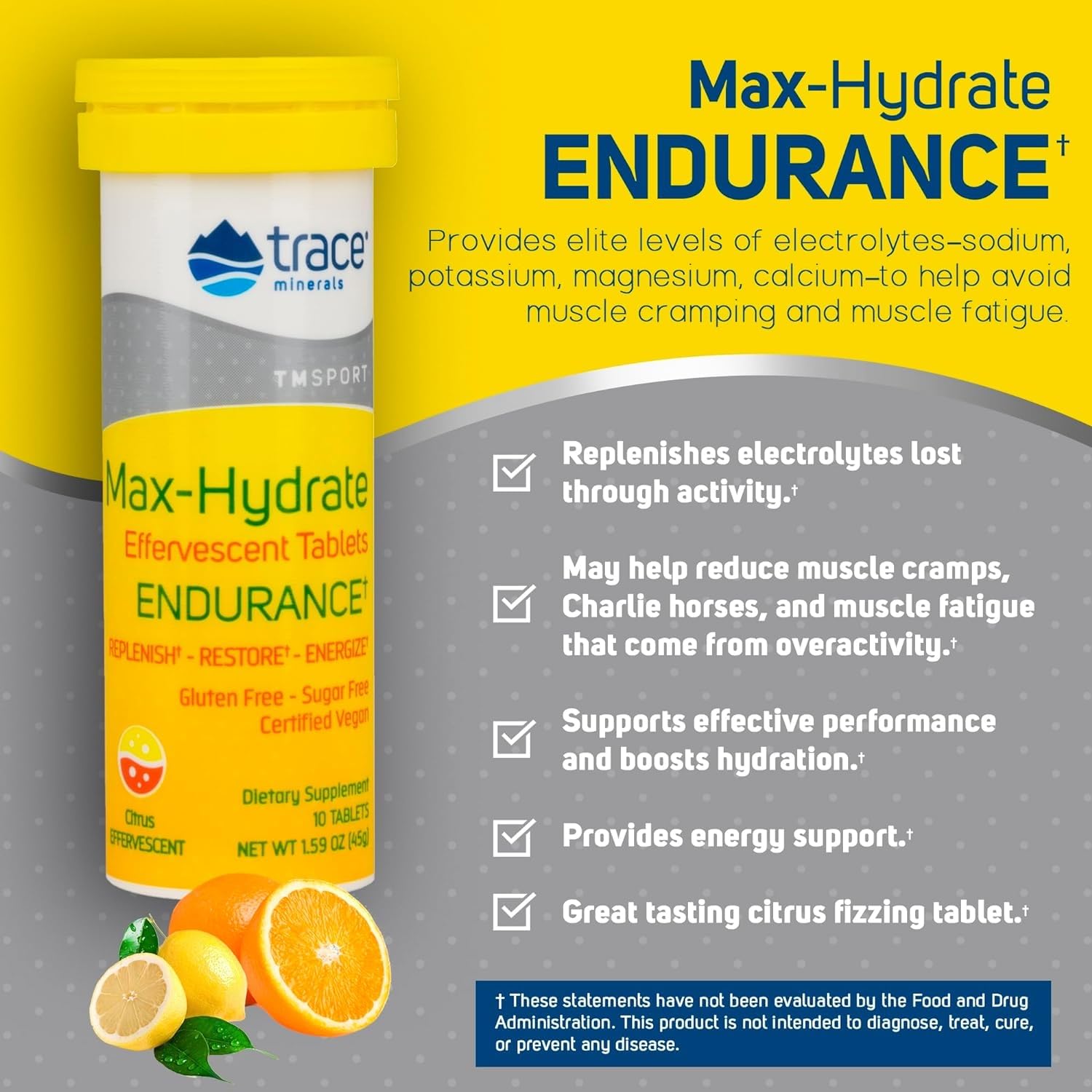 Foto 4 pulgar | Suplemento De Oligoelementos Max-hydrate Endurance Citrus, 10 Comprimidos - Venta Internacional.