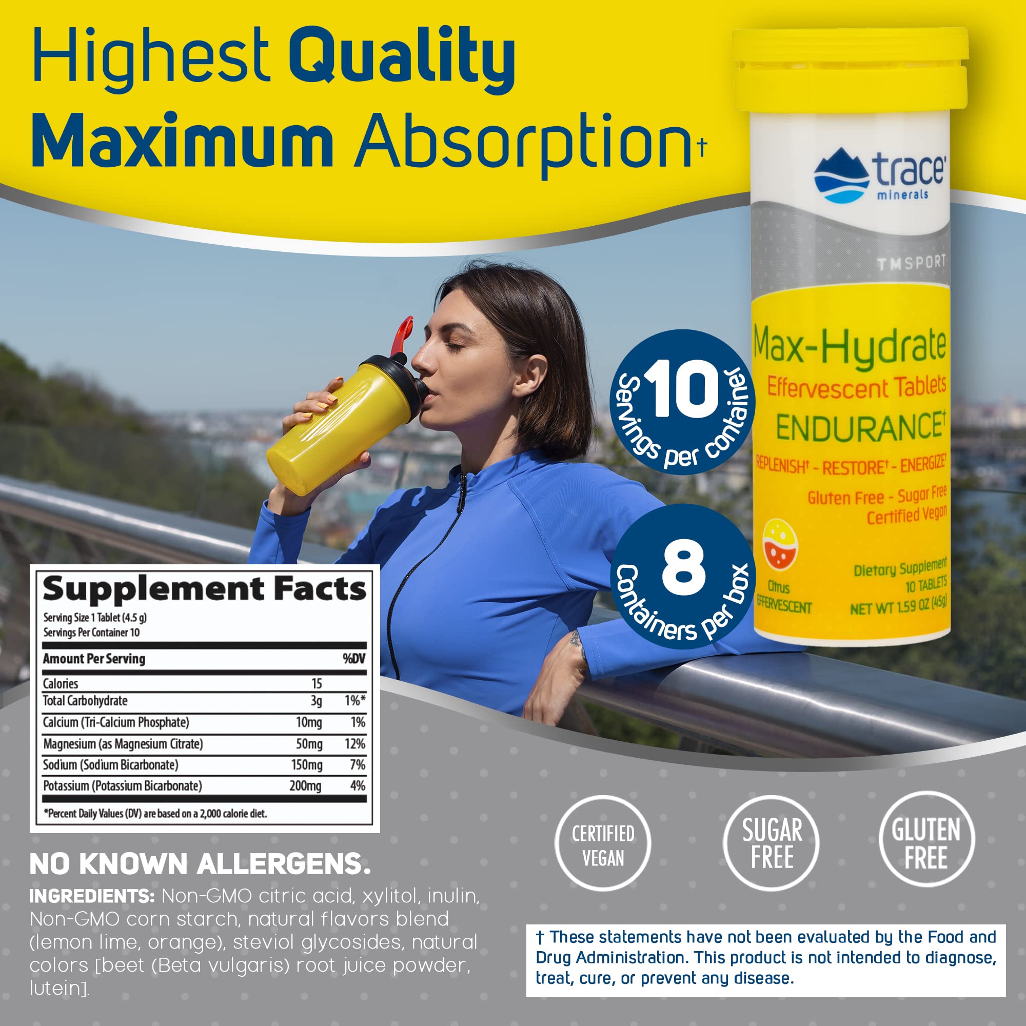 Foto 5 pulgar | Suplemento De Oligoelementos Max-hydrate Endurance Citrus, 10 Comprimidos - Venta Internacional.