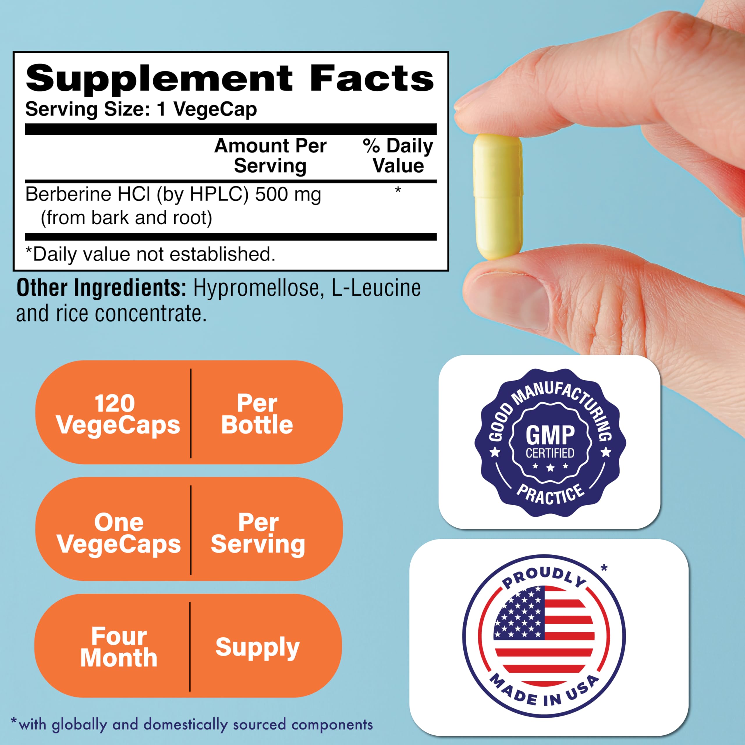Foto 3 pulgar | Suplemento Health Thru Nutrition Berberina Hcl 500 Mg 120 Porciones - Venta Internacional.
