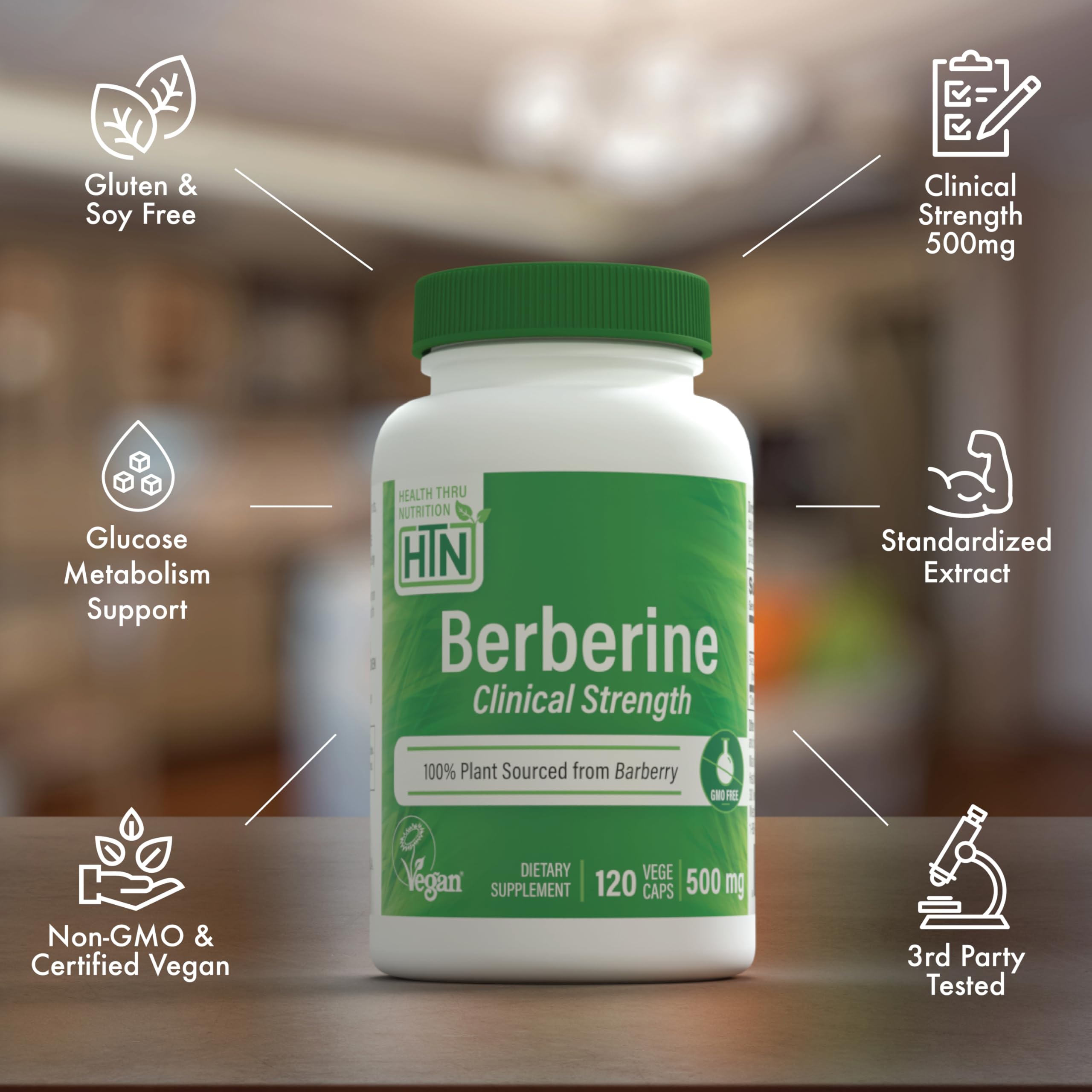 Foto 5 pulgar | Suplemento Health Thru Nutrition Berberina Hcl 500 Mg 120 Porciones - Venta Internacional.
