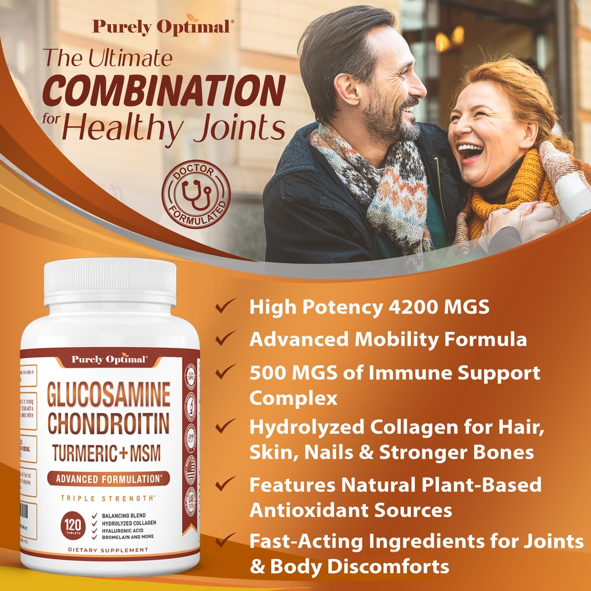Foto 6 pulgar | Suplemento De Glucosamina Condroitina Msm De Purely Optimal 120 Tabletas - Venta Internacional.