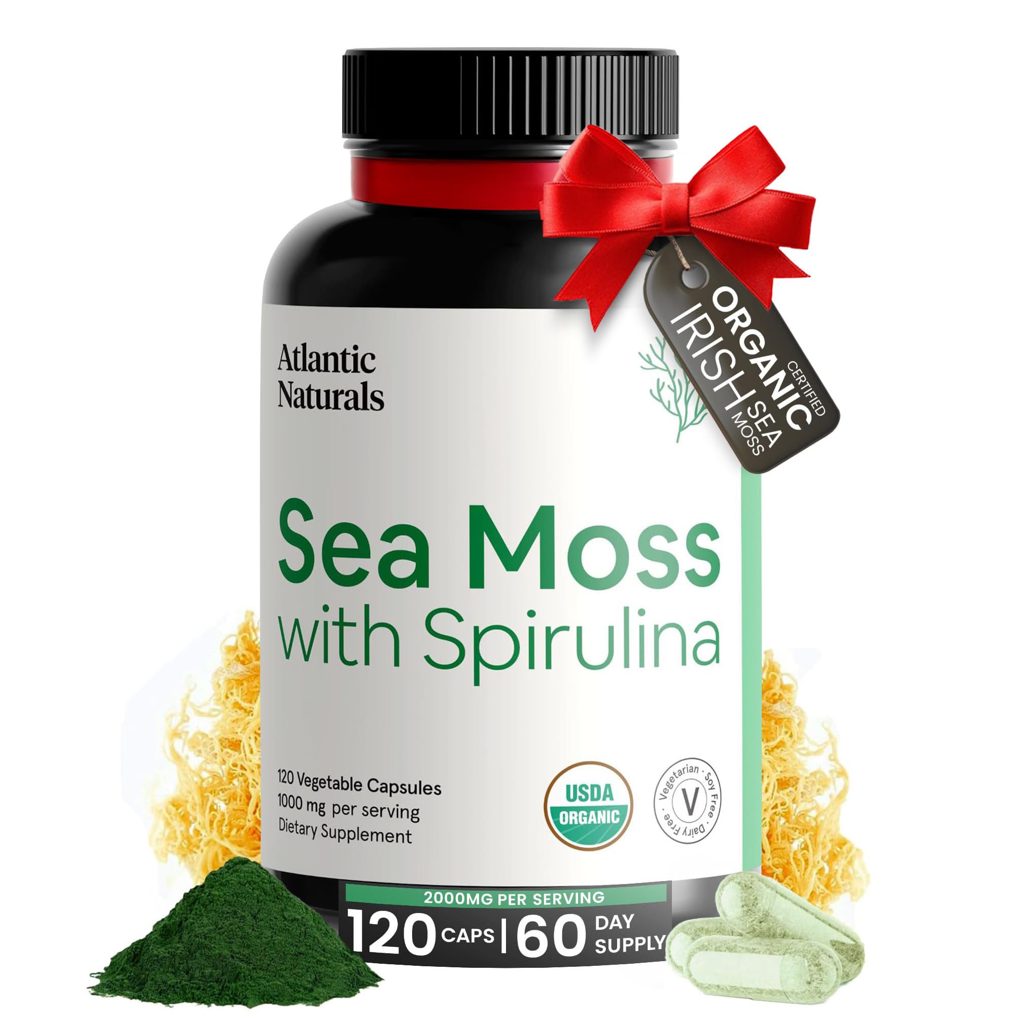 Foto 2 pulgar | Suplemento De Musgo Marino De Atlantic Naturals Con Espirulina 120 Cápsulas - Venta Internacional.
