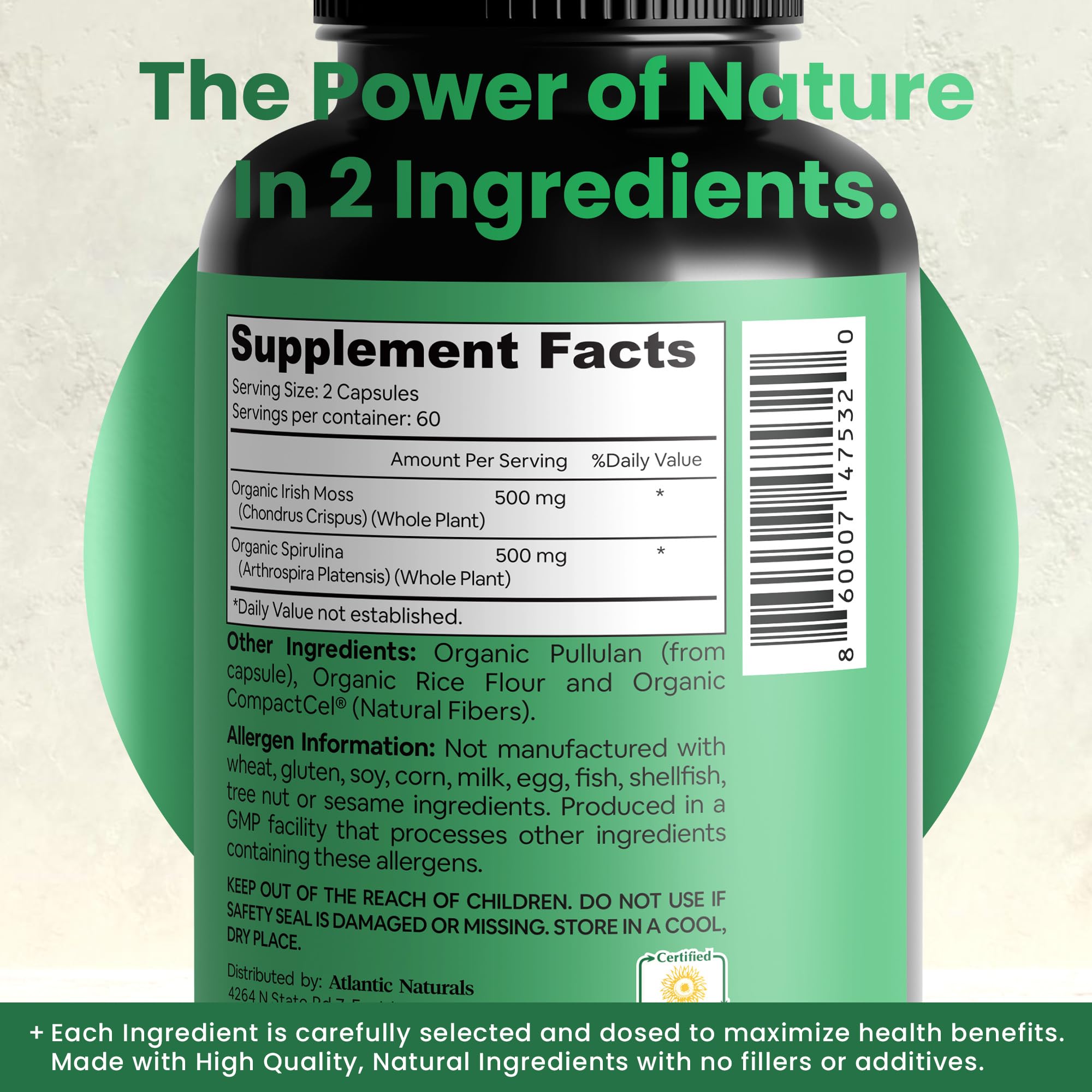 Foto 4 pulgar | Suplemento De Musgo Marino De Atlantic Naturals Con Espirulina 120 Cápsulas - Venta Internacional.