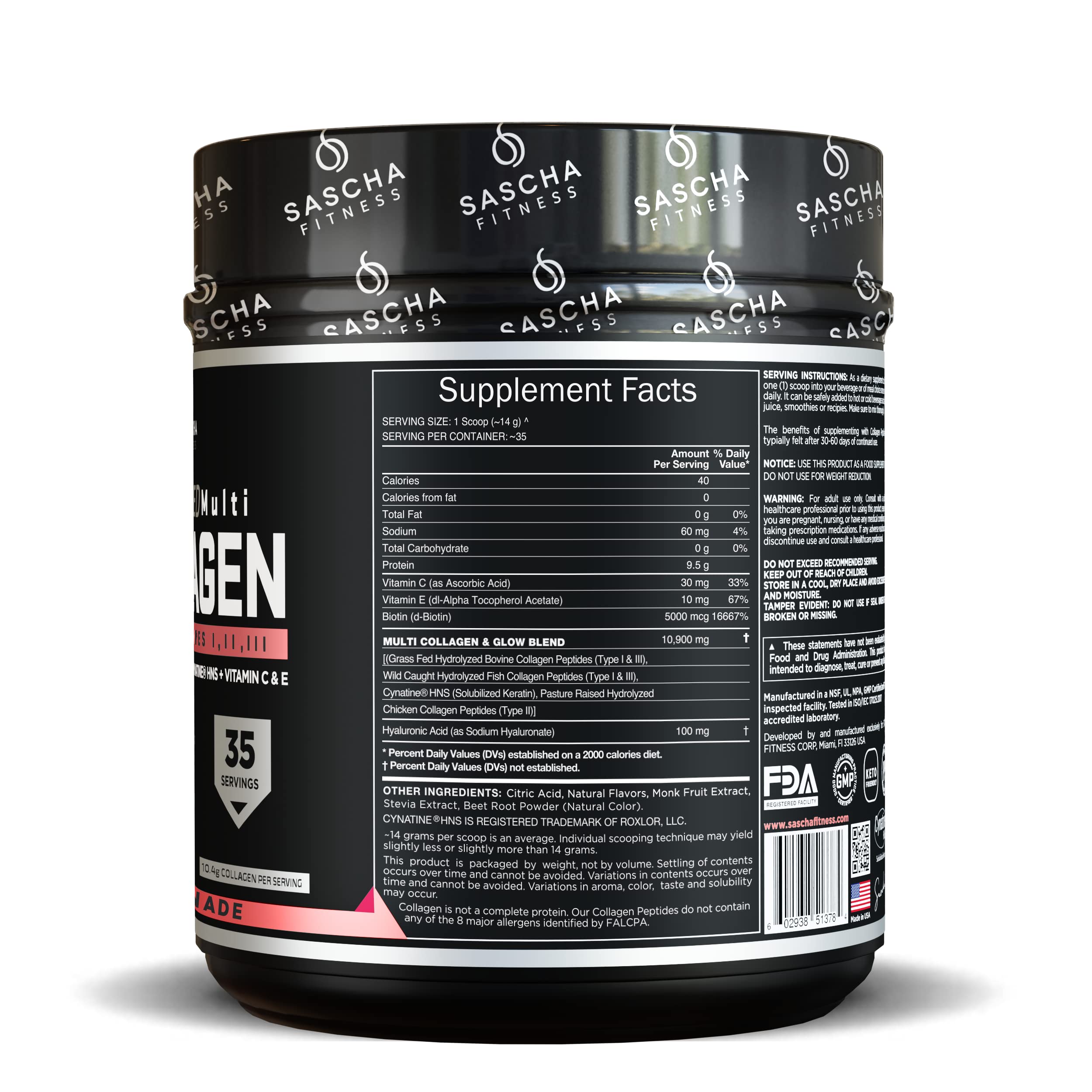 Foto 4 pulgar | Suplemento De Colágeno Sascha Fitness Hydrolized Multi Type 1,2 Y 3 - Venta Internacional.