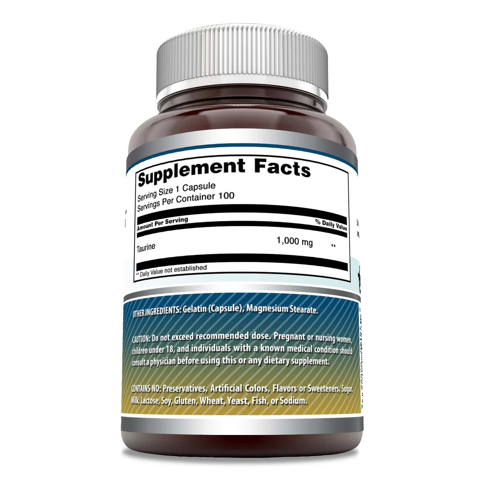 Foto 3 pulgar | Suplemento Amazing Formulas: Aminoácido Taurino, 1000 Mg, 100 Cápsulas - Venta Internacional.