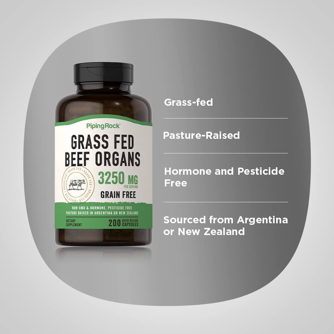 Foto 4 | Suplemento Piping Rock Grass Beef Organs 200 Cápsulas - Venta Internacional.