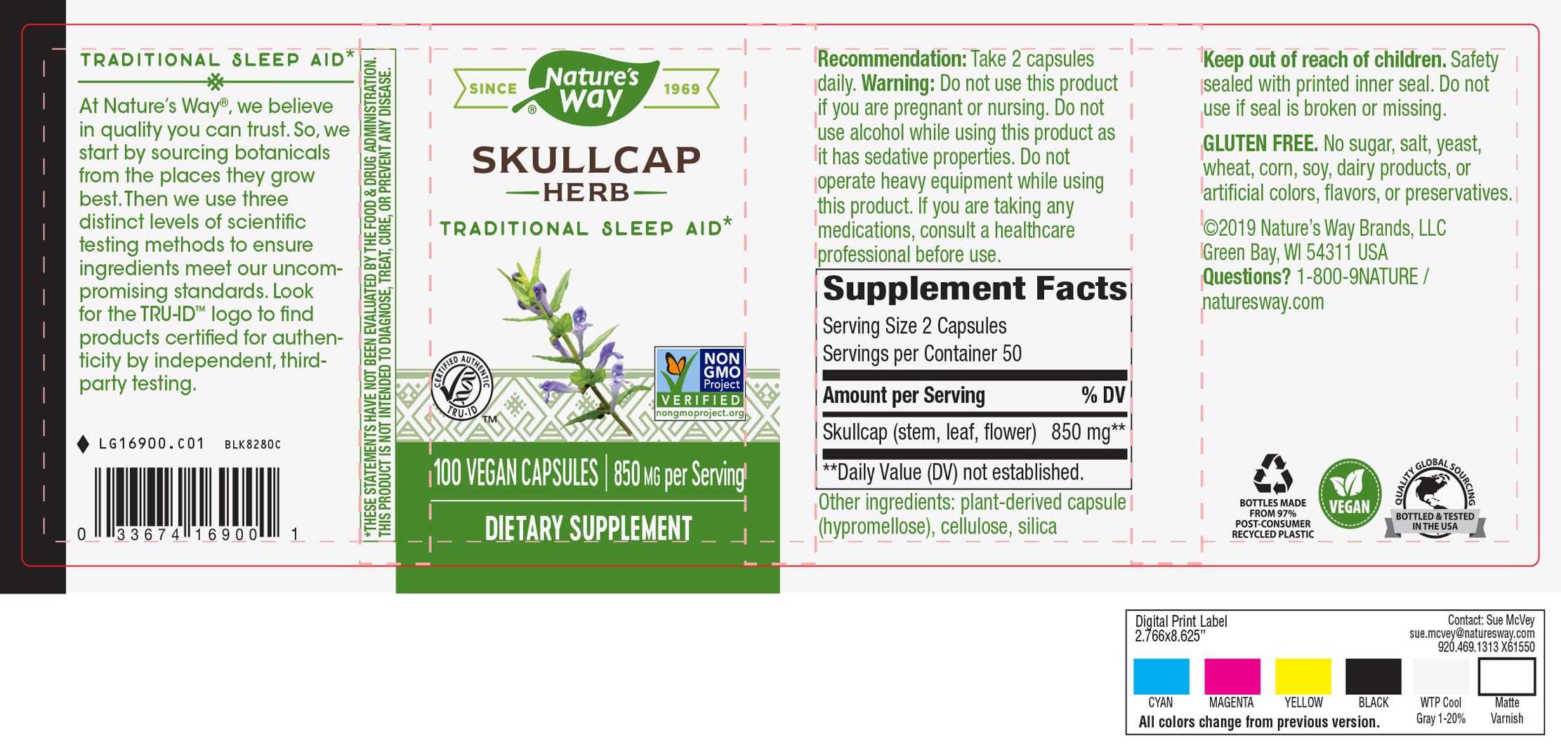 Foto 4 pulgar | Suplemento Nature's Way Skullcap Herb 100 Cápsulas Veganas - Venta Internacional.