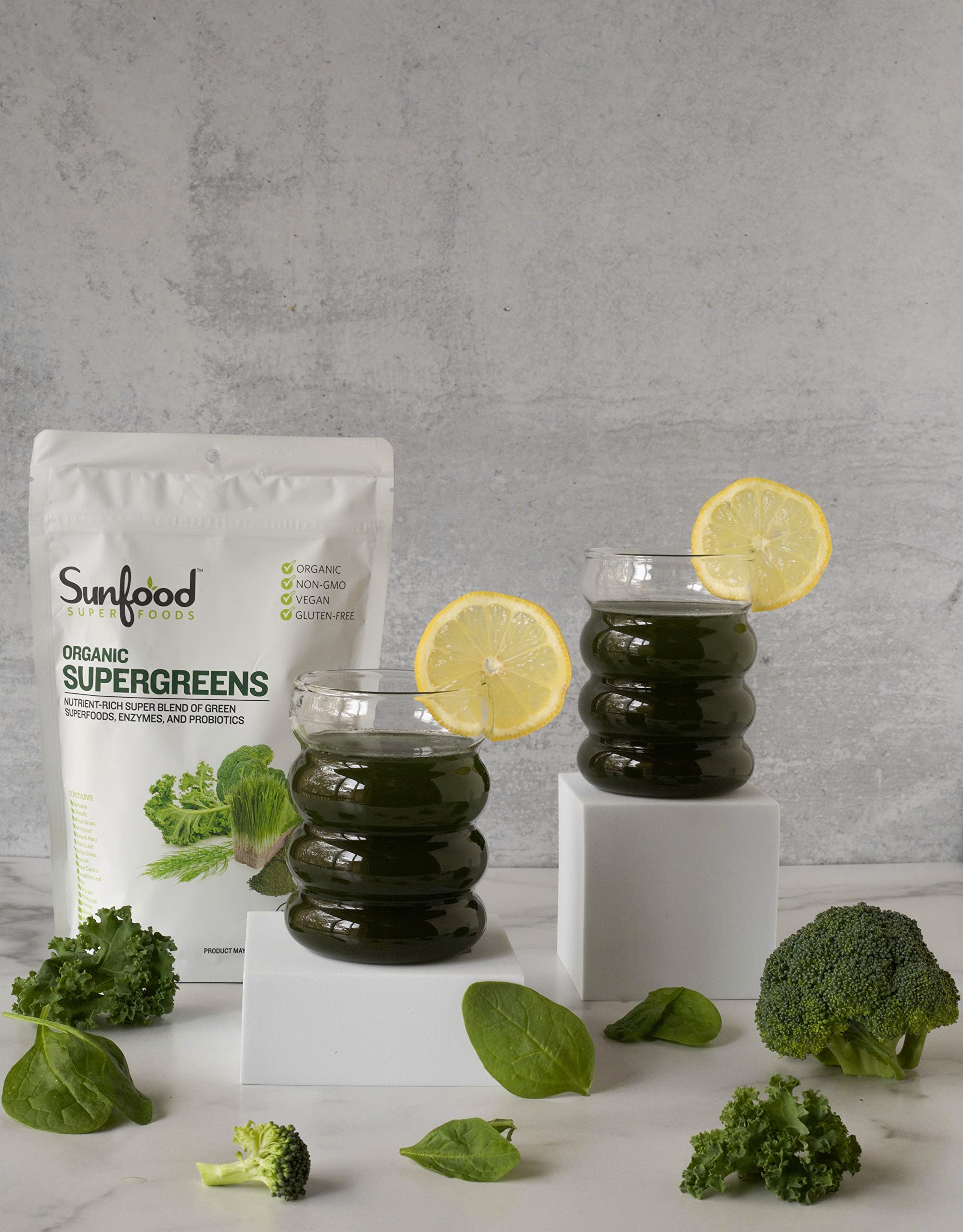 Foto 7 pulgar | Super Greens En Polvo Sunfood Superfoods, 240 Ml Con Probiótico - Venta Internacional.