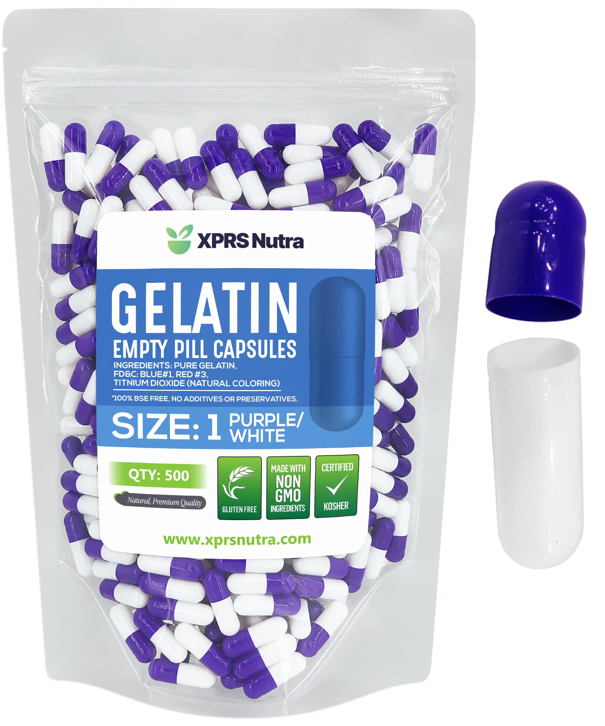 Foto 2 pulgar | Cápsulas Vacías Xprs Nutra, Tamaño 1, 500 Unidades, Gelatina Morada - Venta Internacional.