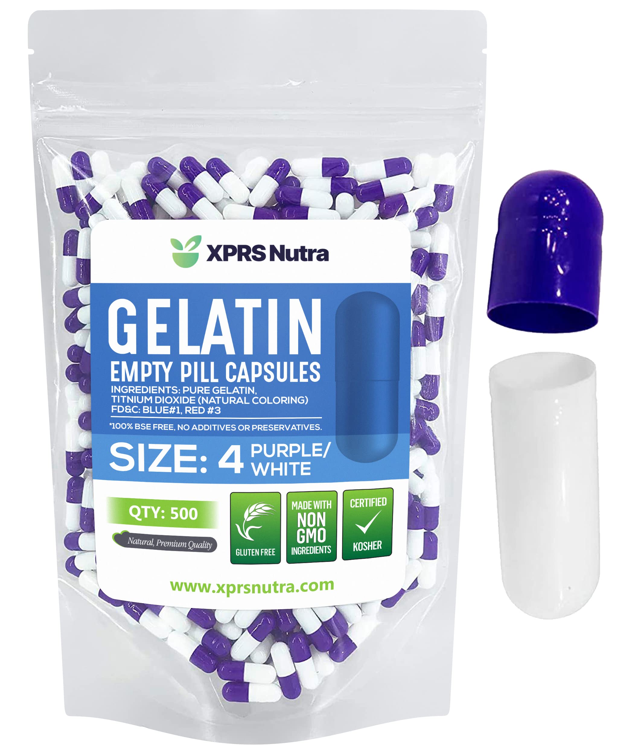 Foto 2 pulgar | Cápsulas De Gelatina Vacías Xprs Nutra, Tamaño 4, 500 Unidades - Venta Internacional.