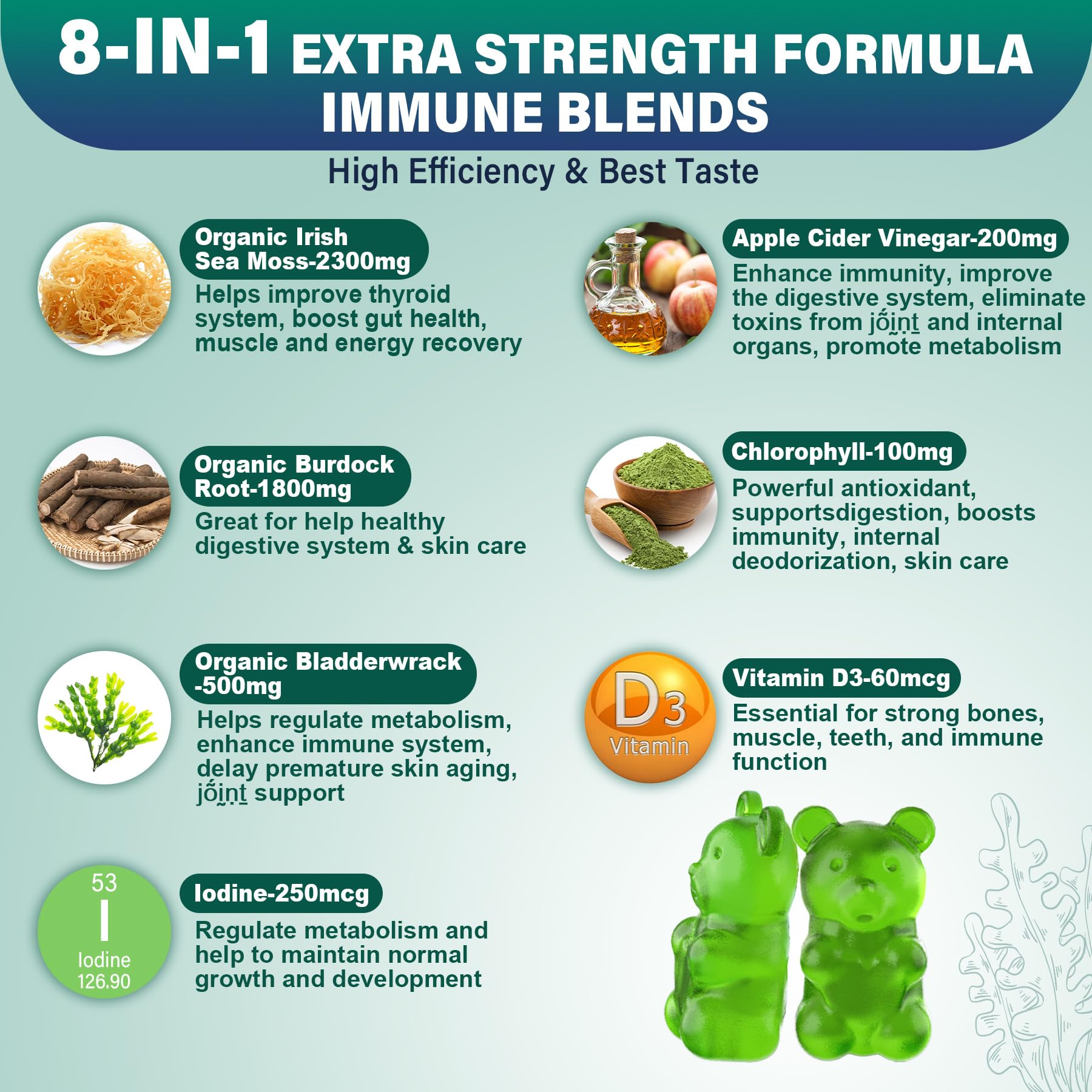 Foto 5 pulgar | Gomitas Sea Moss Envycure Extra Strength Sin Azúcar, 1 Paquete - Venta Internacional.