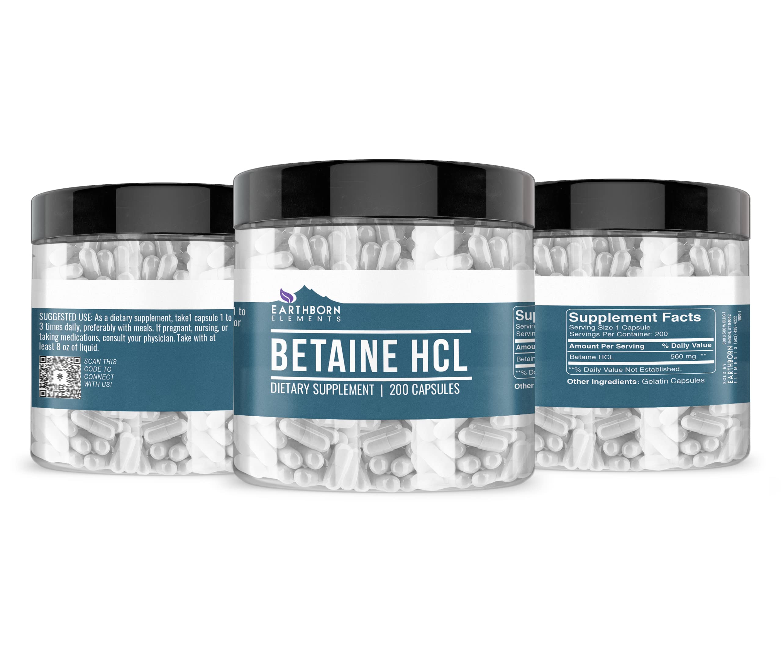 Foto 4 | Suplemento Dietético Earthborn Elements Betaine Hcl 200 Cápsulas - Venta Internacional.